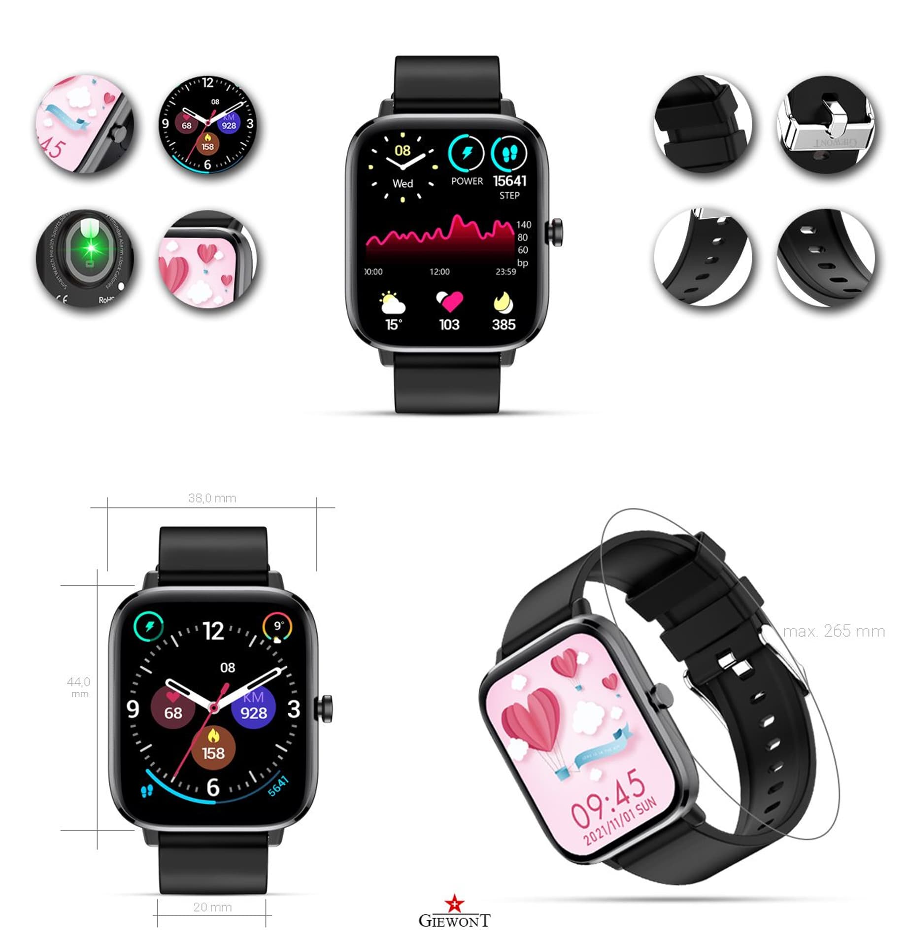 

Smartwatch Giewont GW230-2 Czarny-Czarny