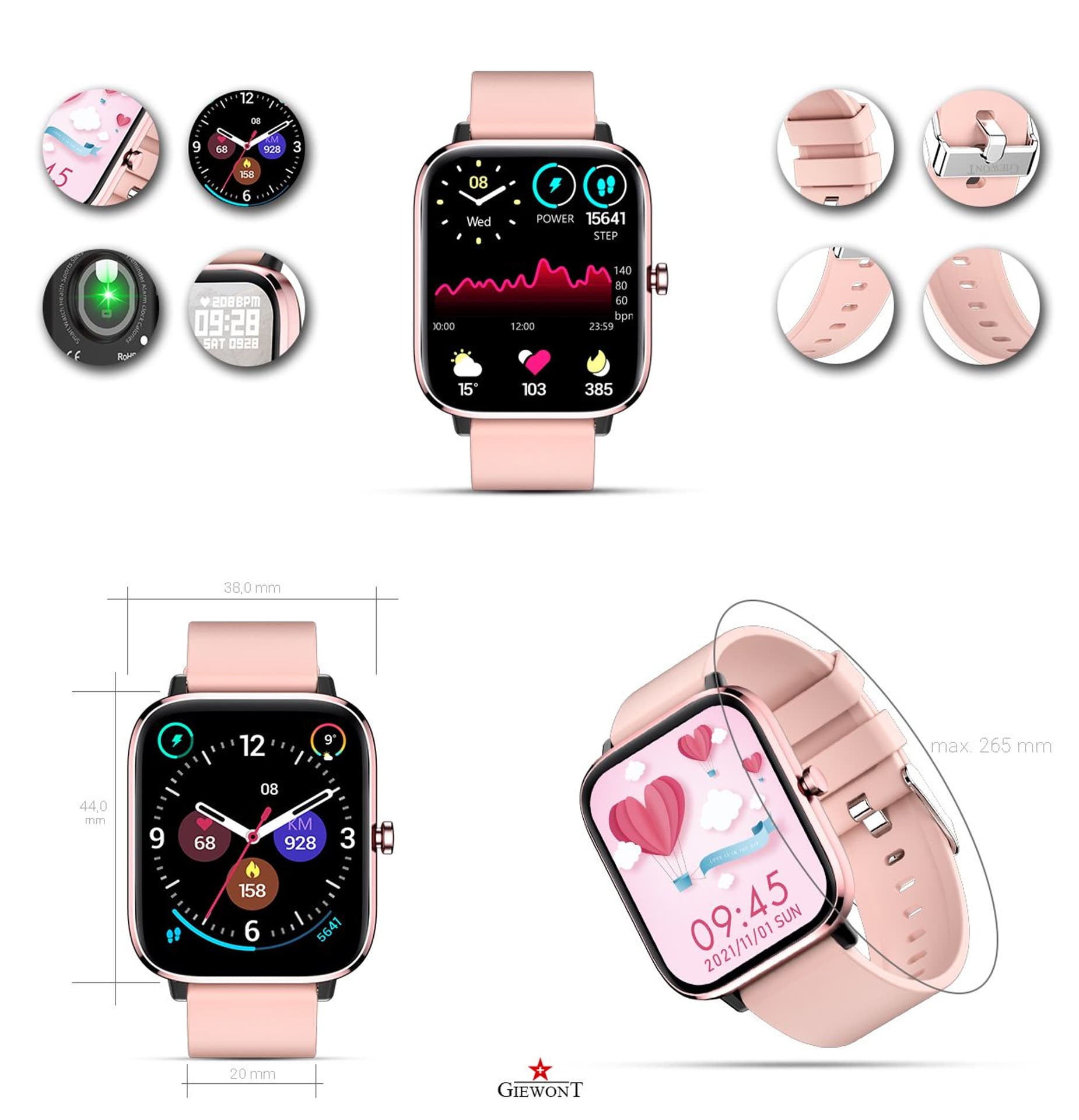 

Smartwatch Giewont GW230-1 Różowe Złoto-Różowy