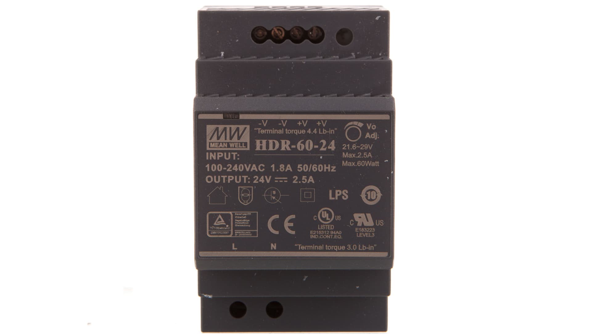 

Zasilacz impulsowy 24V DC 2,5A 60W wej. 100-240V AC 1,8A HDR-60-24