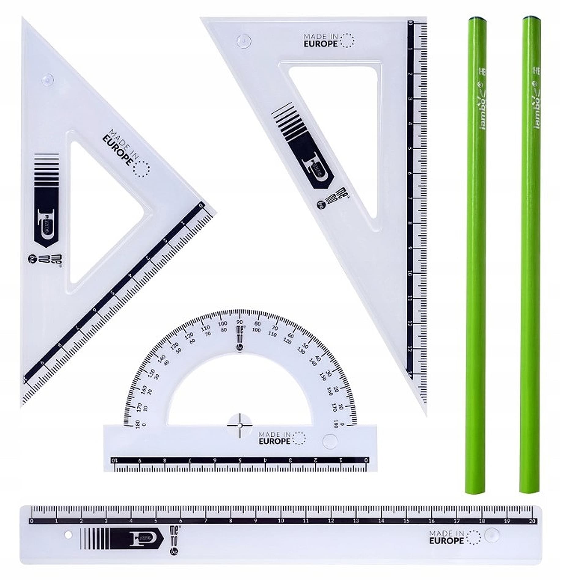 

Zestaw kreślarski z linijka 20cm + 2 ołówki HB MemoBe MK109-00