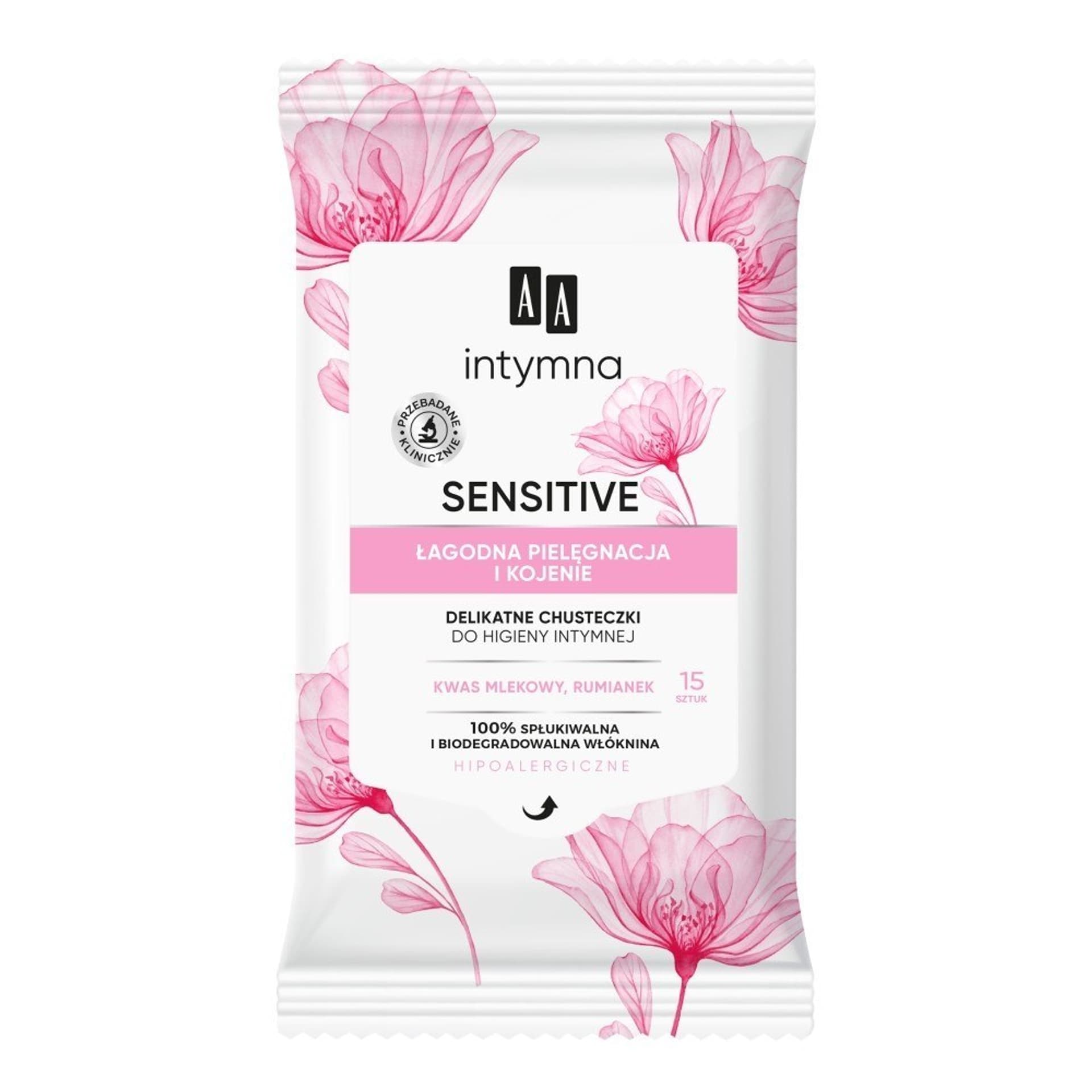 

AA Intymna Delikatne Chusteczki do higieny intymnej Sensitive 1op.-15szt