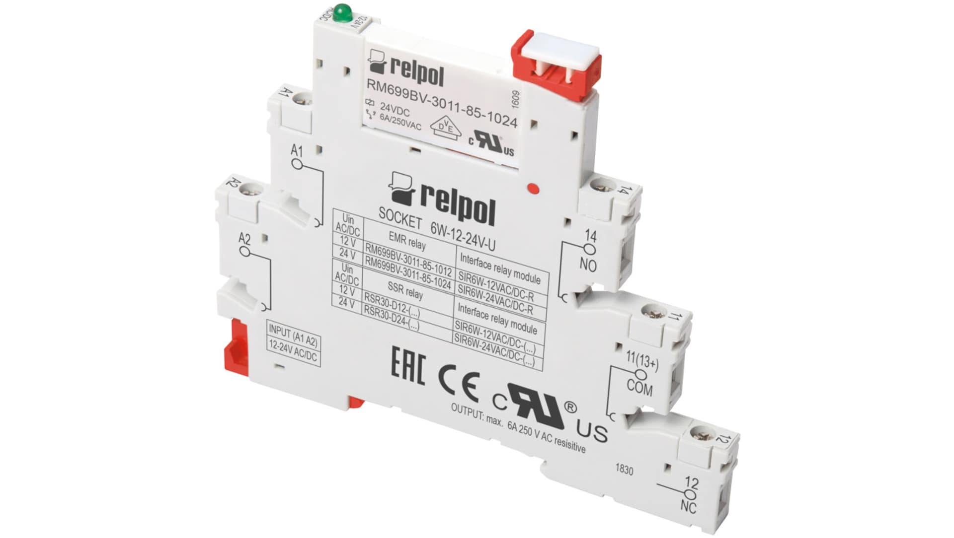 

Przekaźnik interfejsowy wąskoprofilowy SIR6W-24VAC/DC-R 863751
