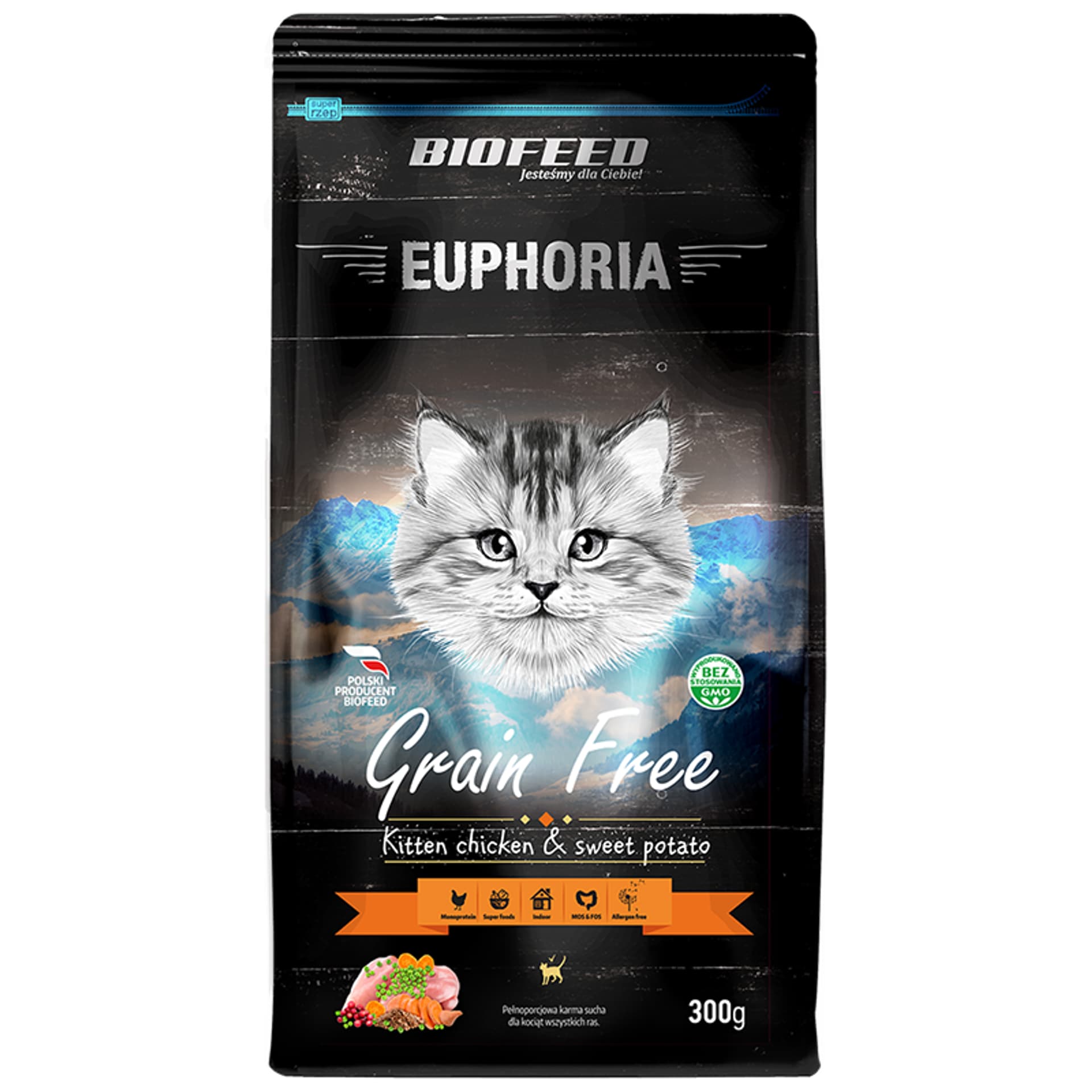 

BIOFEED EUPHORIA Kitten Grain Free dla kociąt z kurczakiem i słodkim ziemniakiem 300g