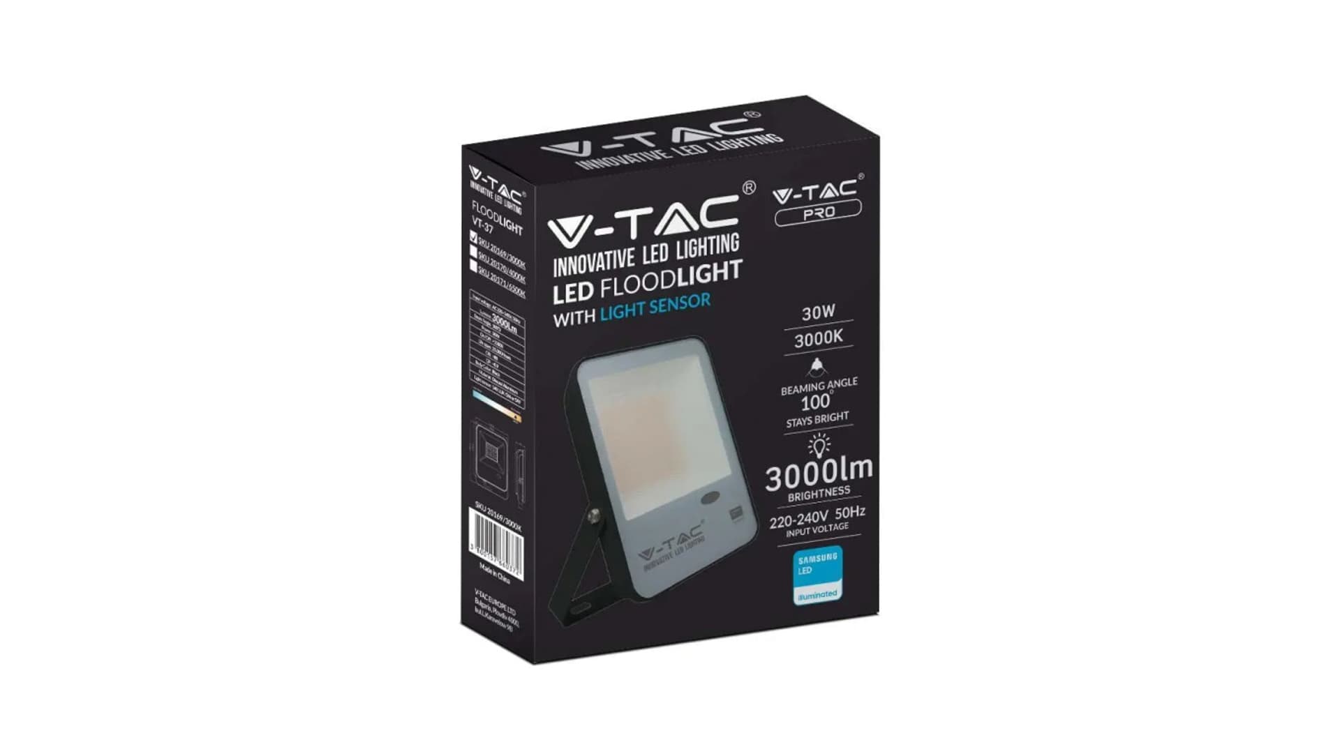 

Projektor LED 30W 3000lm 6500K z czujnikiem zmierzchu Dioda SAMSUNG IK05 IP65 5 Lat Gwarancji 20171