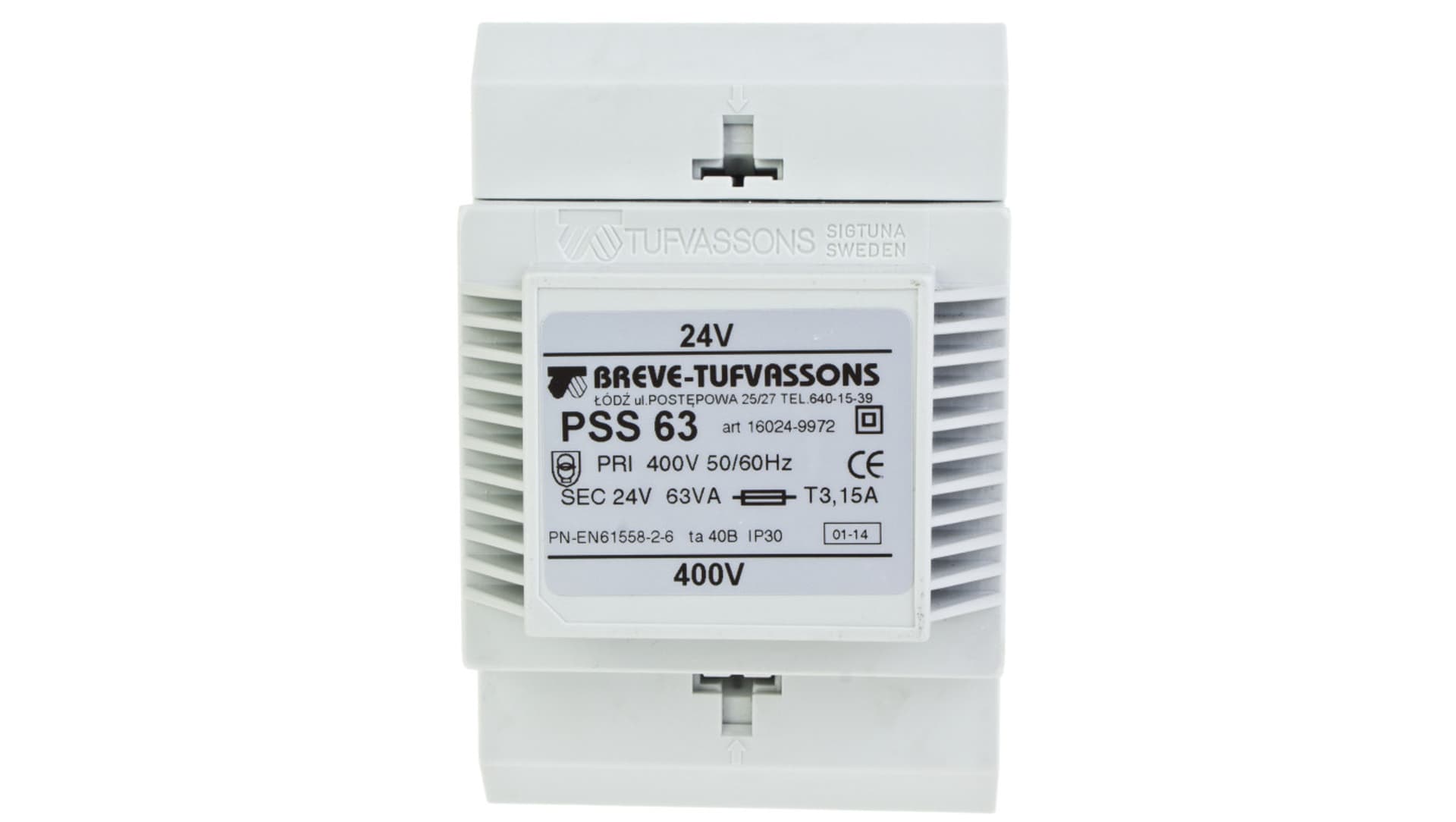 

Transformator 1-fazowy modułowy PSS 63VA 400/24V 16024-9972