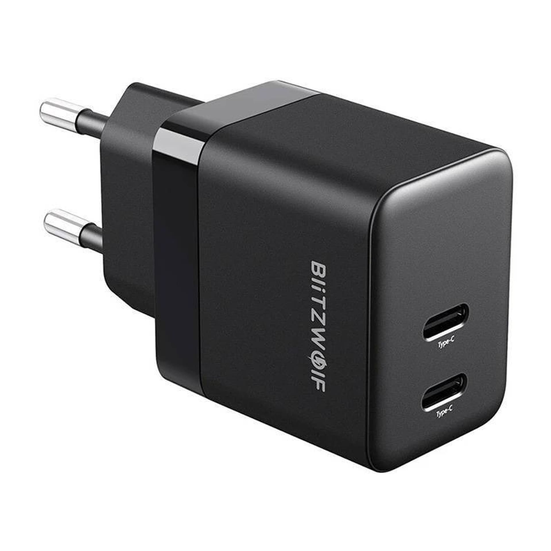 

Ładowarka sieciowa Blitzwolf BW-S22, GaN, 2x USB-C, 35W (czarna)