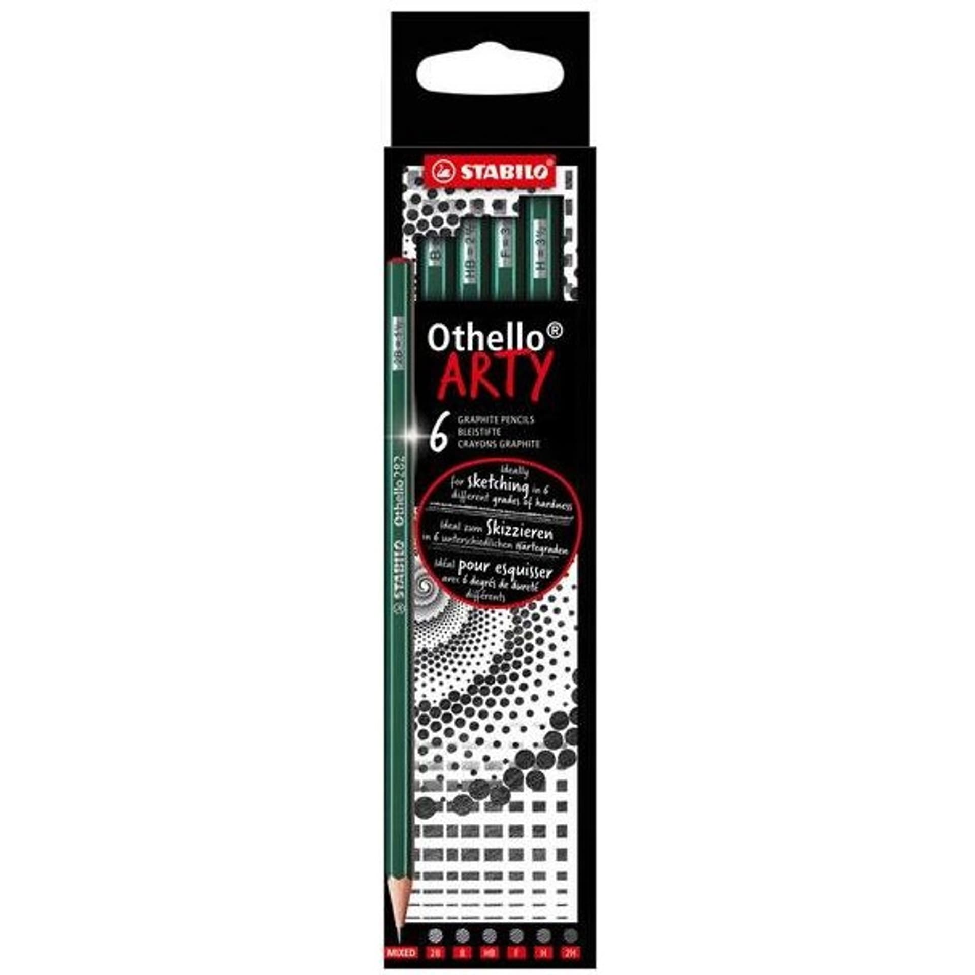 

Ołówek drewniany STABILO Othello 6 szt. ARTY Mix (2B, B, HB, F, H, 2H) 282/6-21-3-20 STABILO, 2b/b/hb/f/h/2h) 282/6-21-3-20 stabil