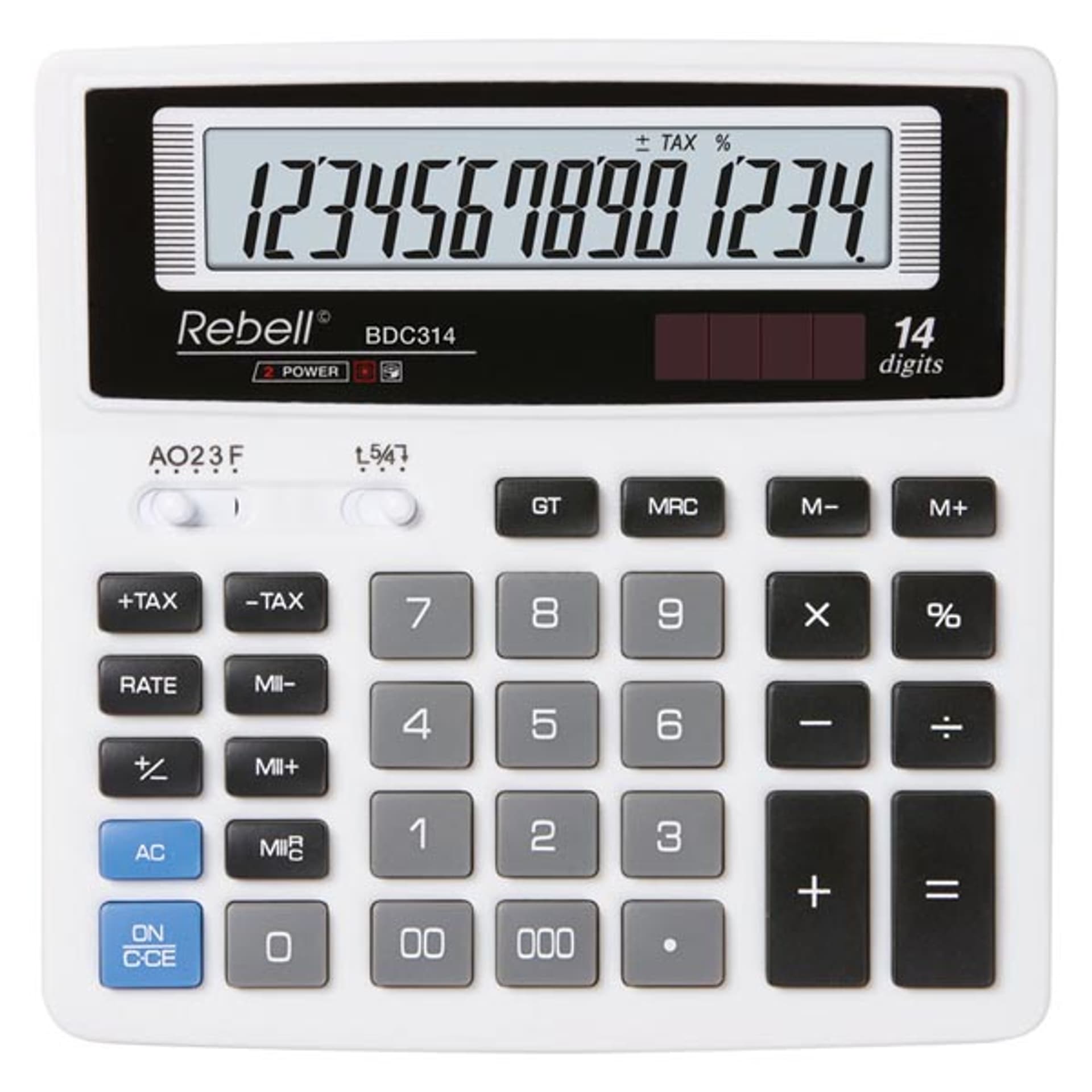 

Rebell Kalkulator RE-BDC314 BX, biała, stołowy, 14 miejsc