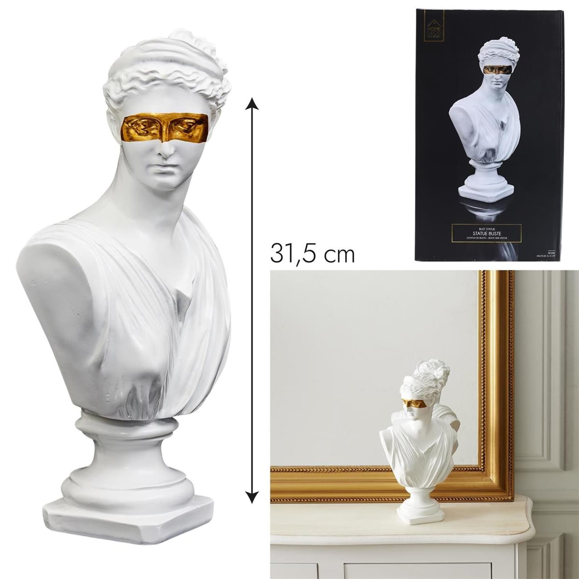

Figurka popiersie Afrodyta biało-złota