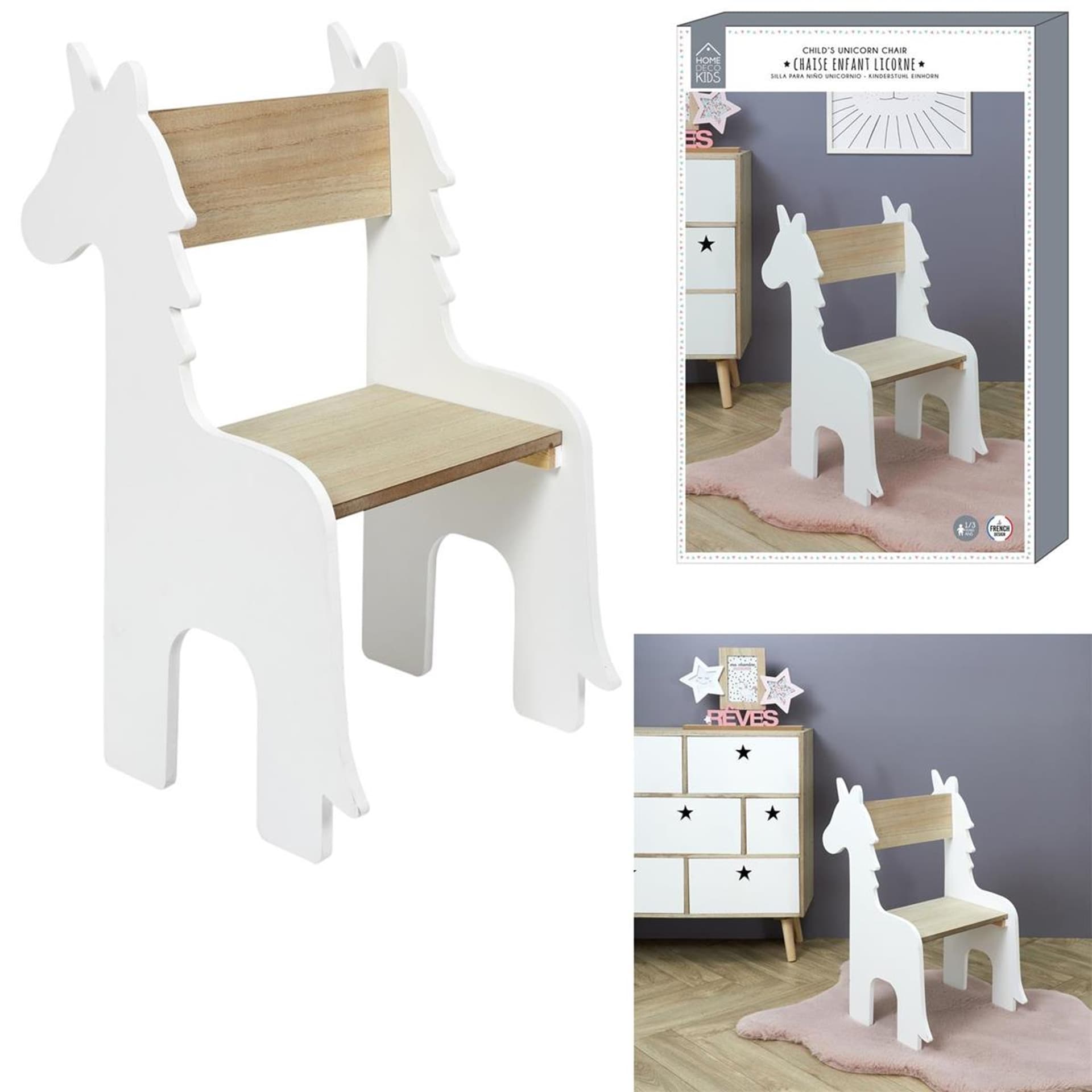 

Krzesło dziecięce Unicorn białe/naturalne