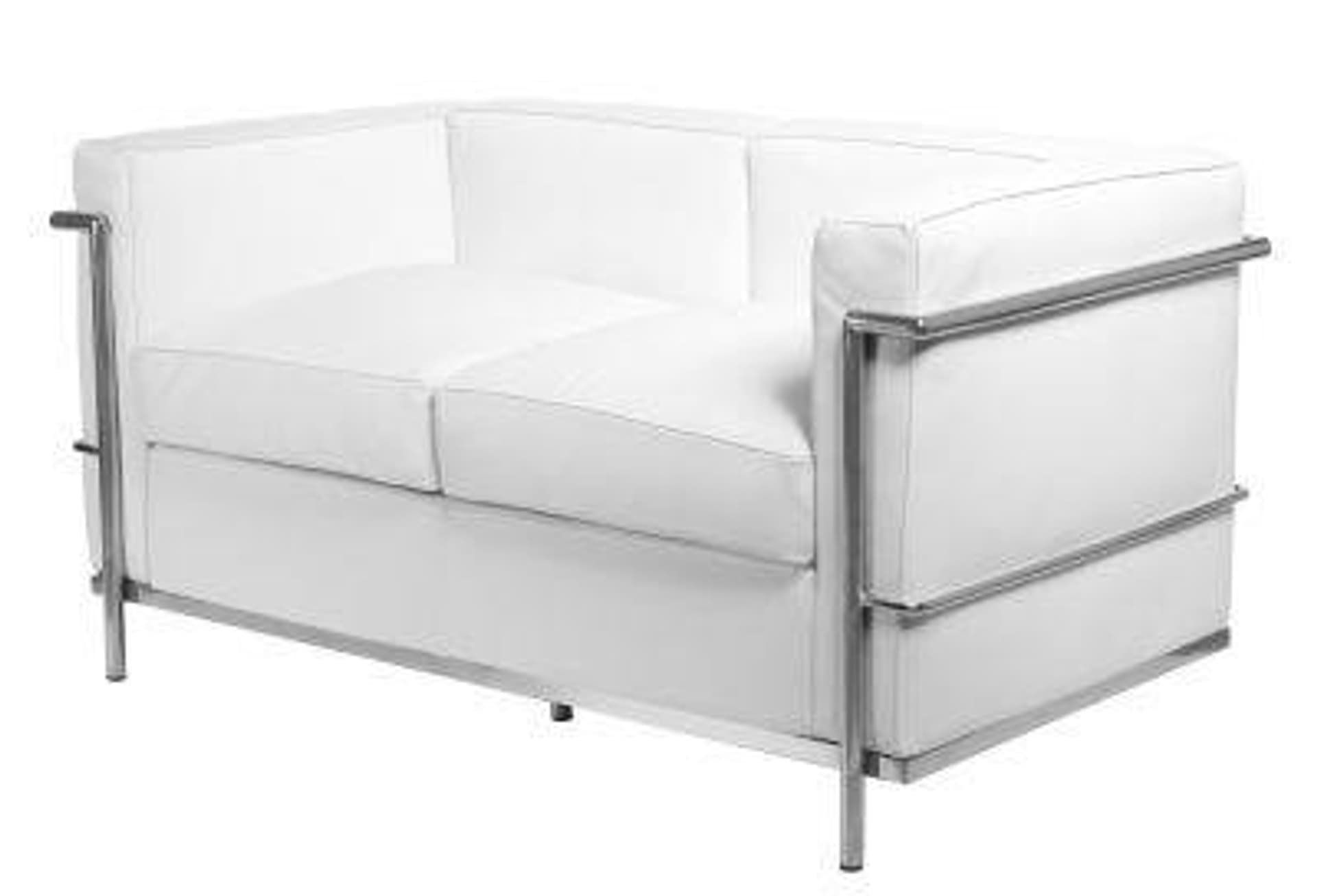 

Sofa 2-osobowa Kubik biała skóra TP