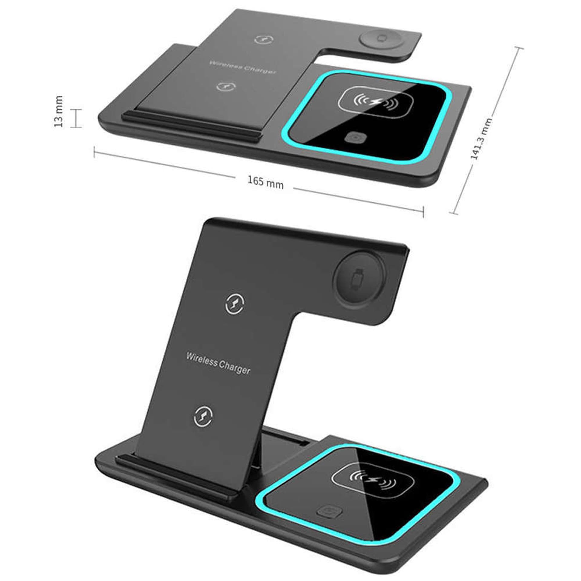 

Ładowarka bezprzewodowa indukcyjna QI 15W 3w1 składana Stacja dokująca Alogy do Apple iPhone / Watch / AirPods Czarna