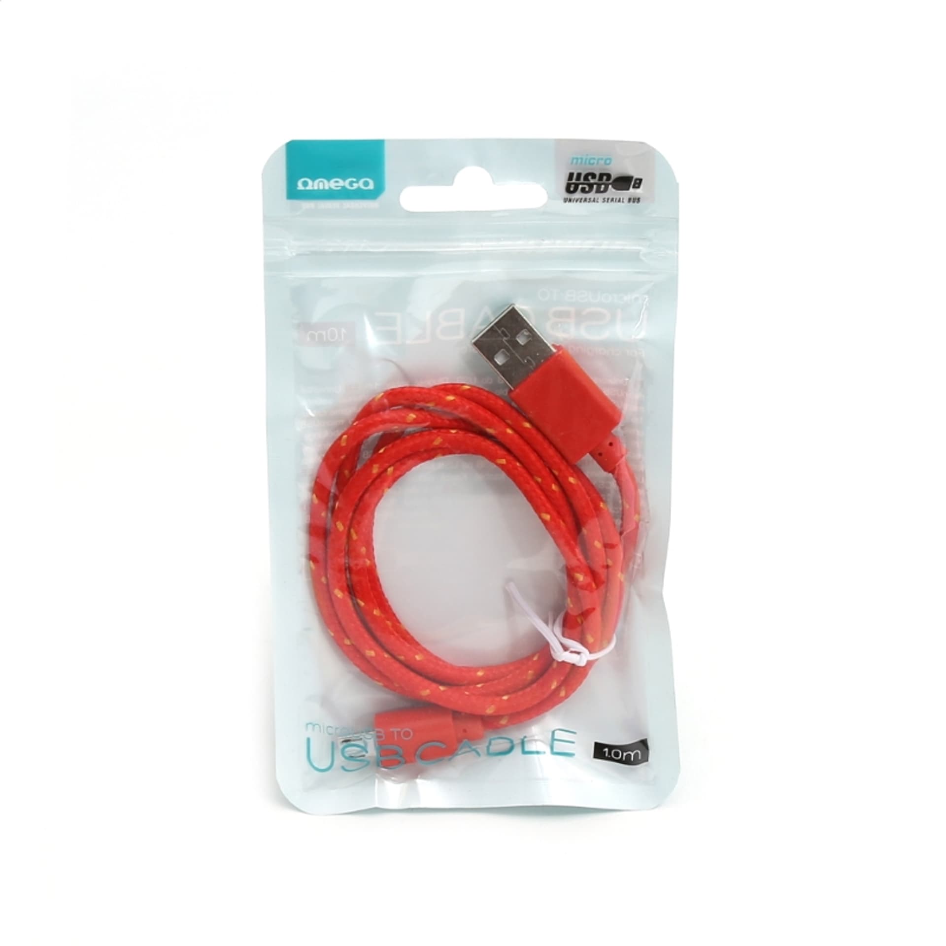 

OMEGA REPTILE FABRIC BRAIDED MICRO USB TO USB CABLE KABEL 1M RED TE [42321]