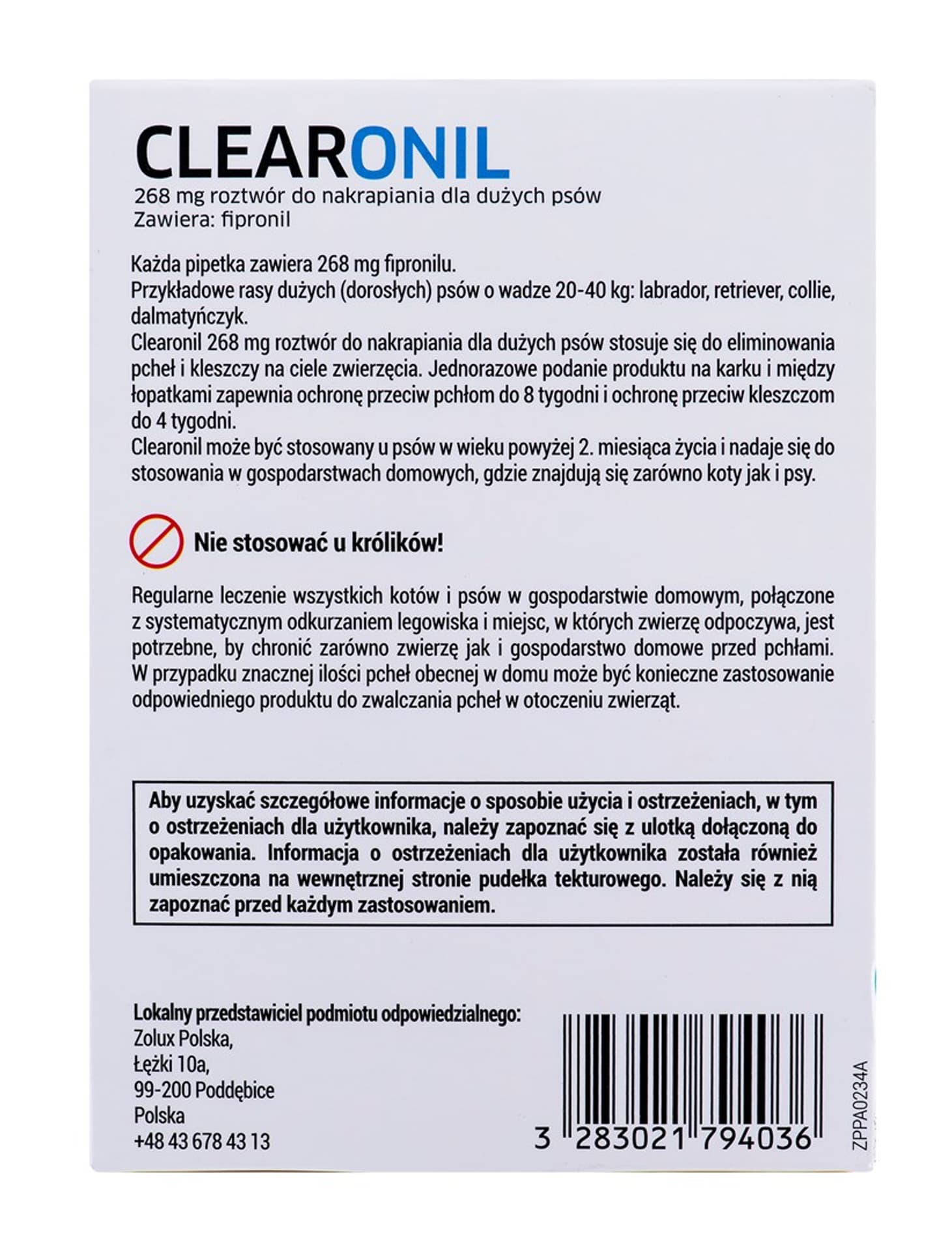 

CLEARONIL dla dużych psów (20-40 kg) - 268 mg x 3