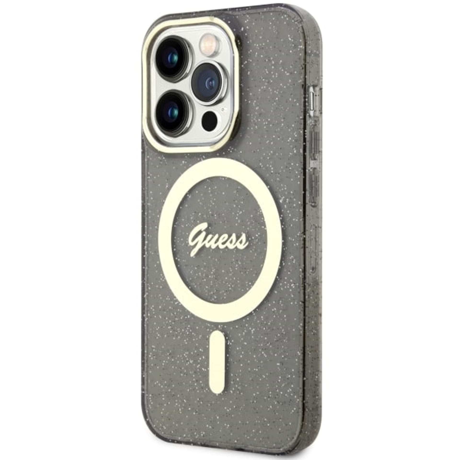 

Guess GUHMP14LHCMCGK iPhone 14 Pro 6.1" czarny/black hardcase Glitter Gold MagSafe