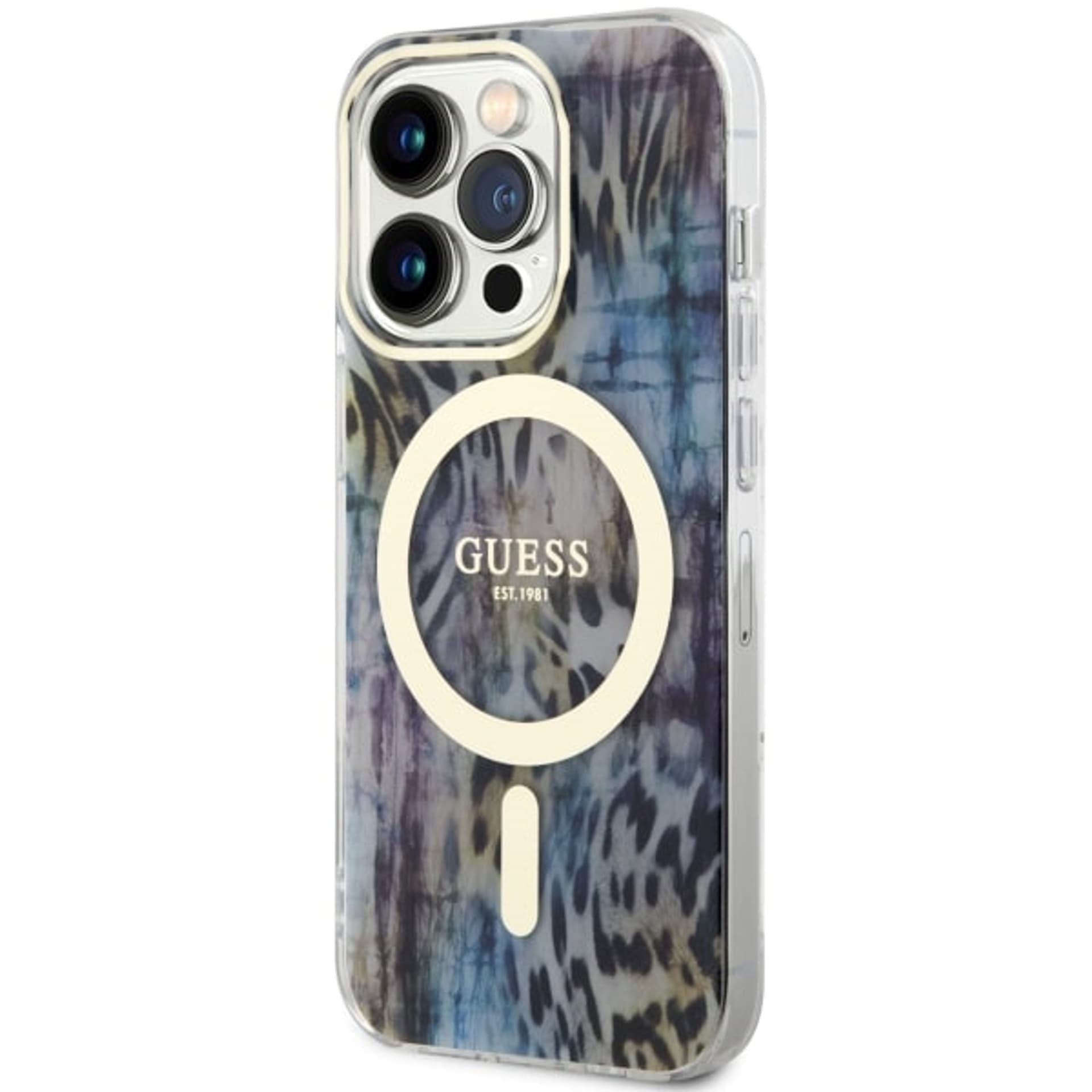 

Guess GUHMP14LHLEOPWB iPhone 14 Pro 6.1" niebieski/blue hardcase Leopard MagSafe