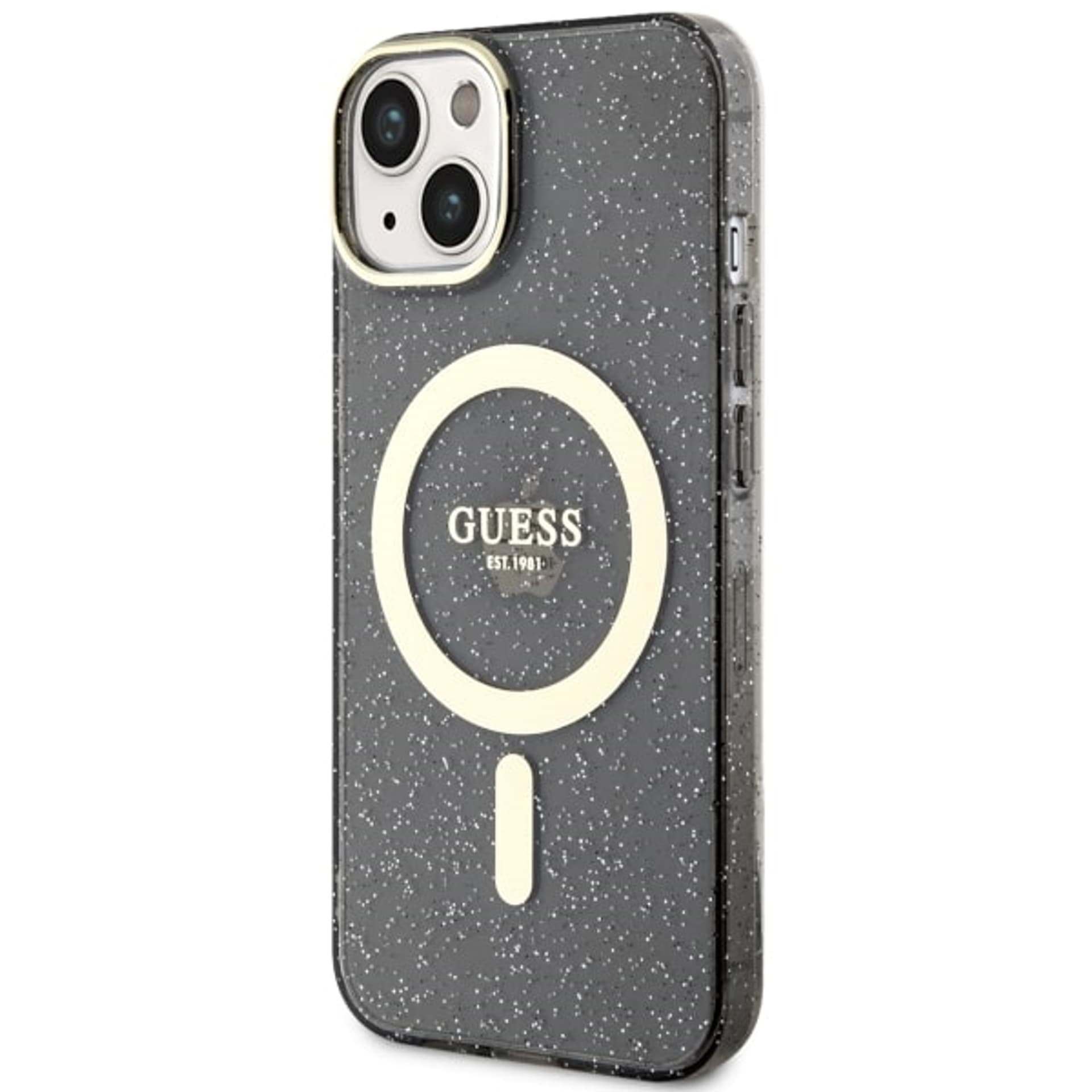 

Guess GUHMP14MHCMCGK iPhone 14 Plus 6.7" czarny/black hardcase Glitter Gold MagSafe