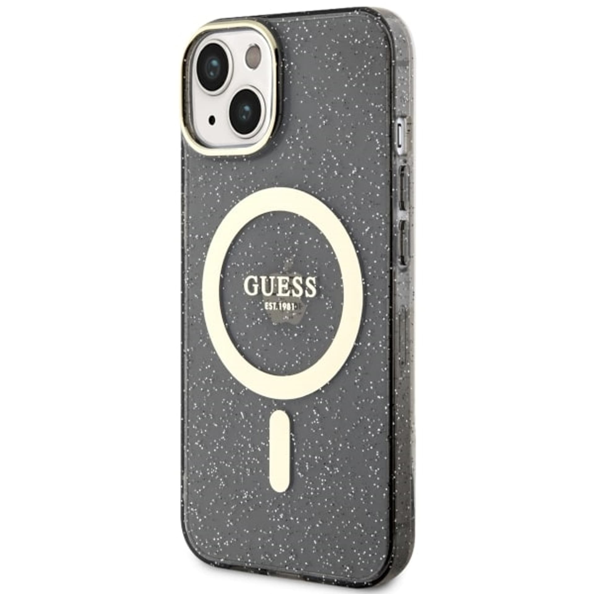 

Guess GUHMP14SHCMCGK iPhone 14 6.1" czarny/black hardcase Glitter Gold MagSafe