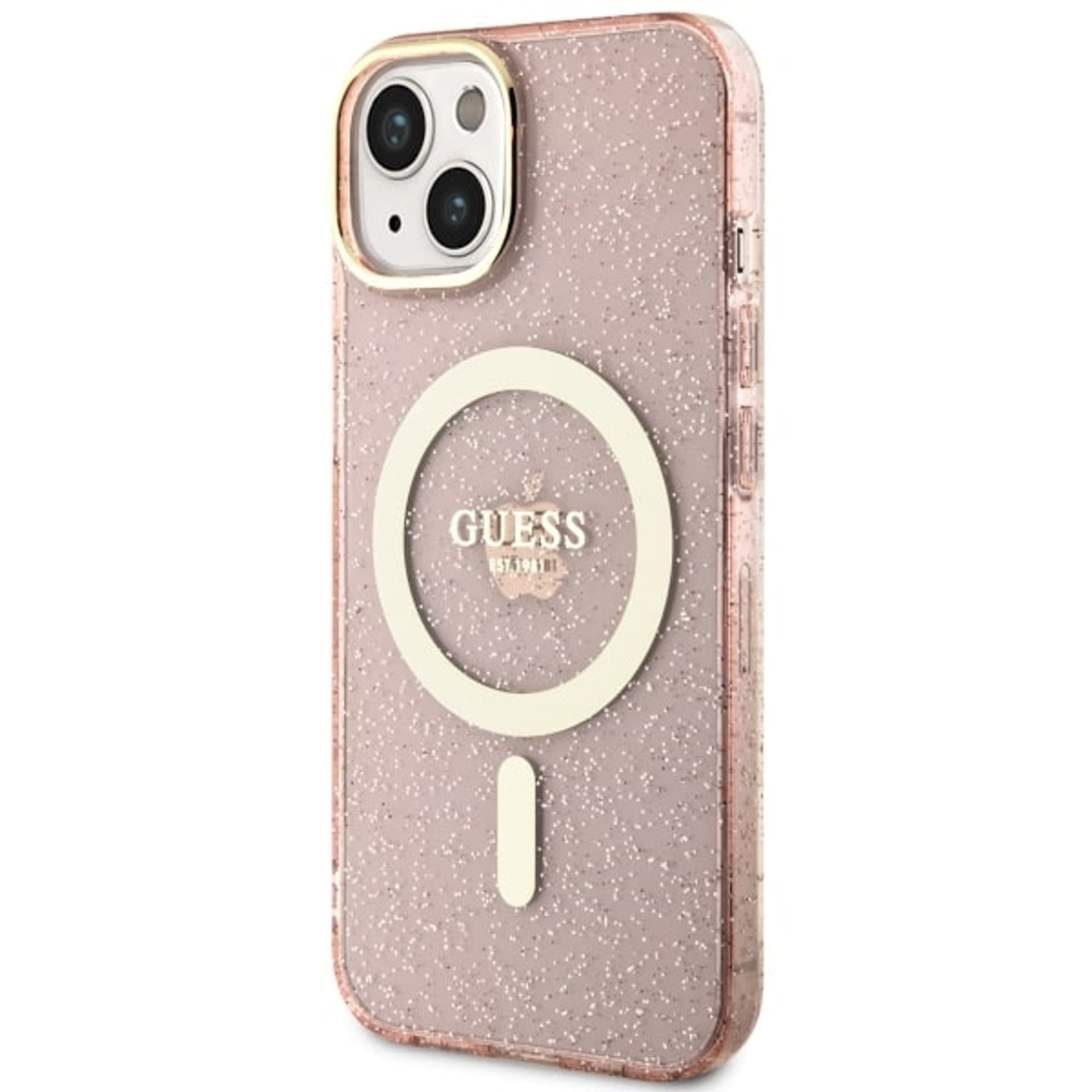 

Guess GUHMP14SHCMCGP iPhone 14 6.1" różowy/pink hardcase Glitter Gold MagSafe