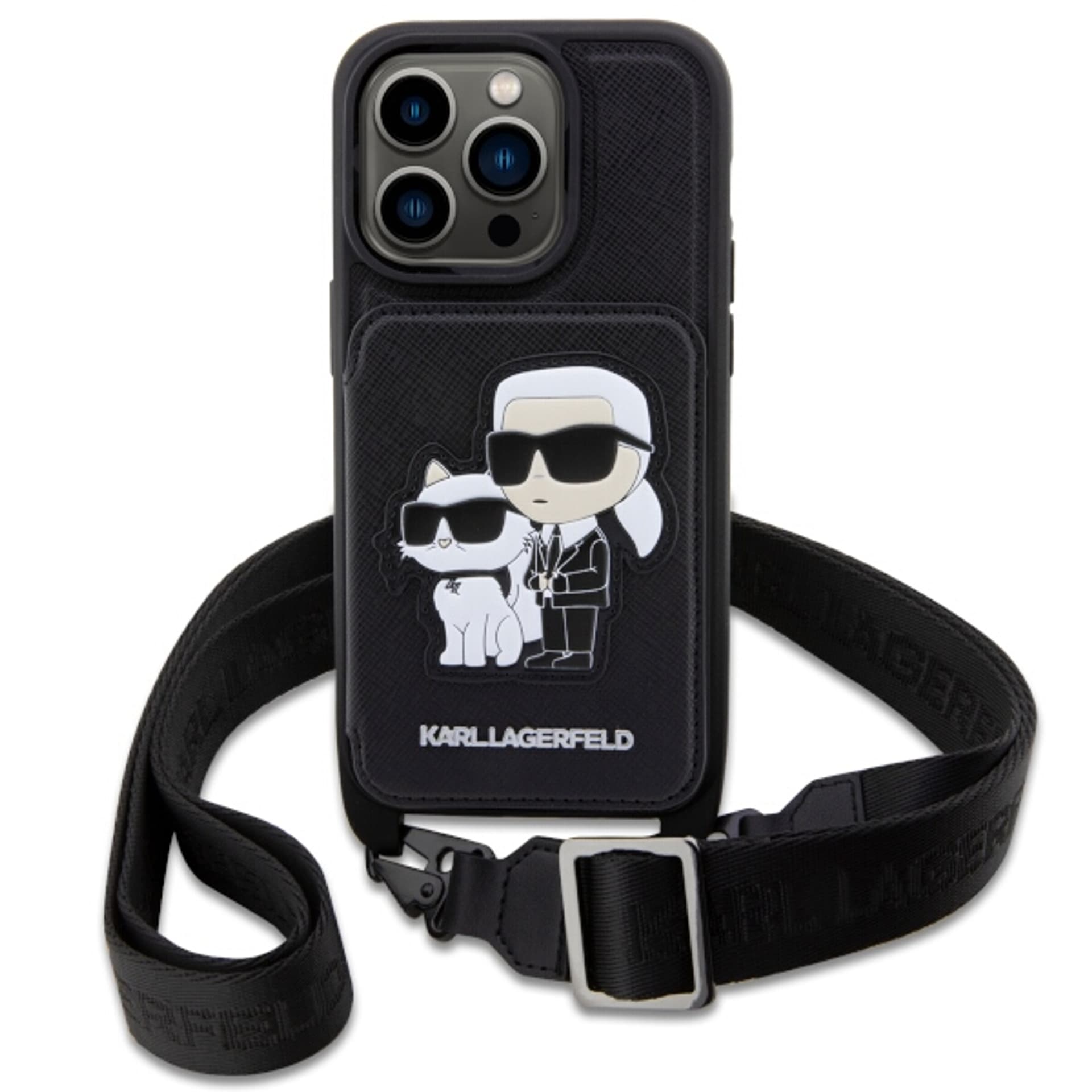 

Karl Lagerfeld KLHCP14LCSAKCPMK iPhone 14 Pro 6.1" hardcase czarny/black Crossbody Saffiano Karl & Choupette