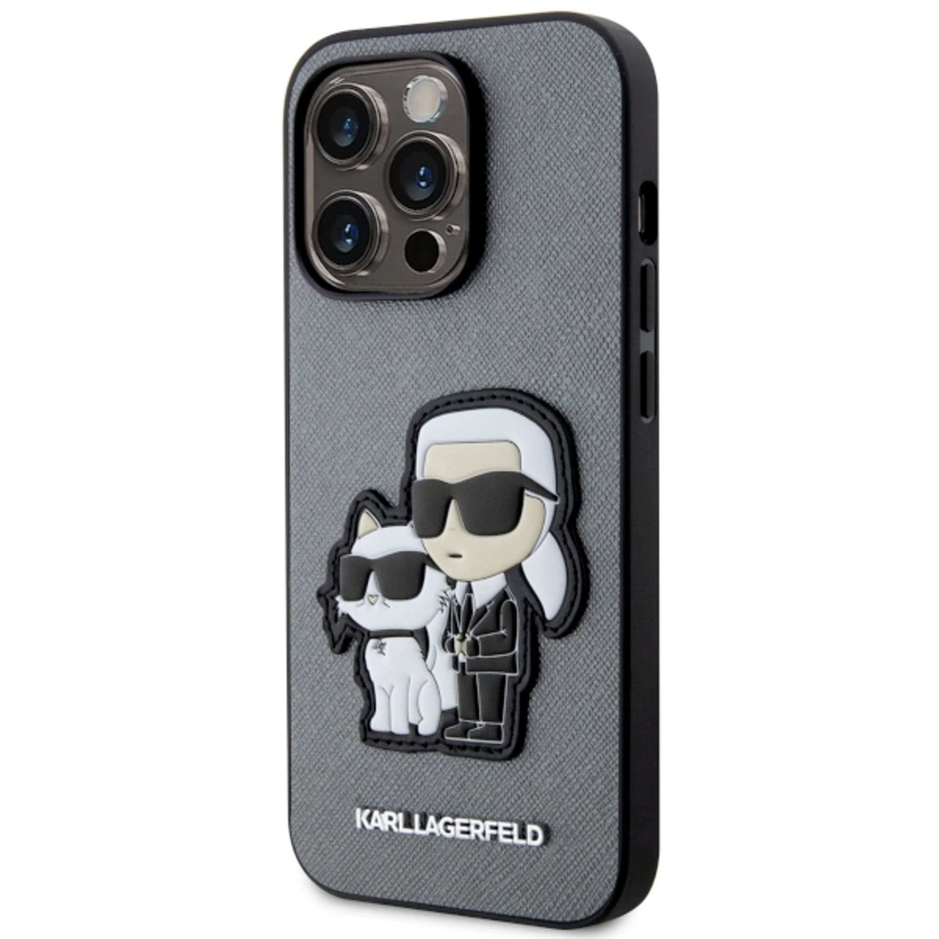 

Karl Lagerfeld KLHCP14LSANKCPG iPhone 14 Pro 6.1" hardcase srebrny/silver Saffiano Karl & Choupette