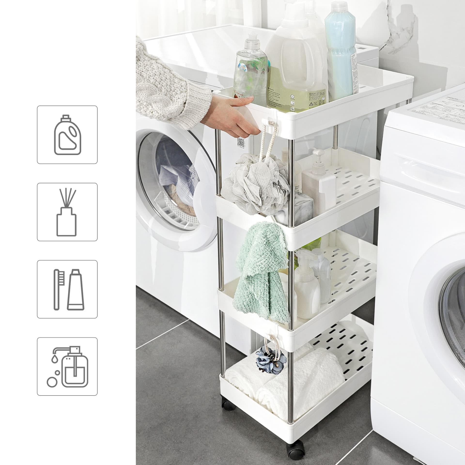 

Mobilny wózek kuchenny biały 40 cm 4 poziomy