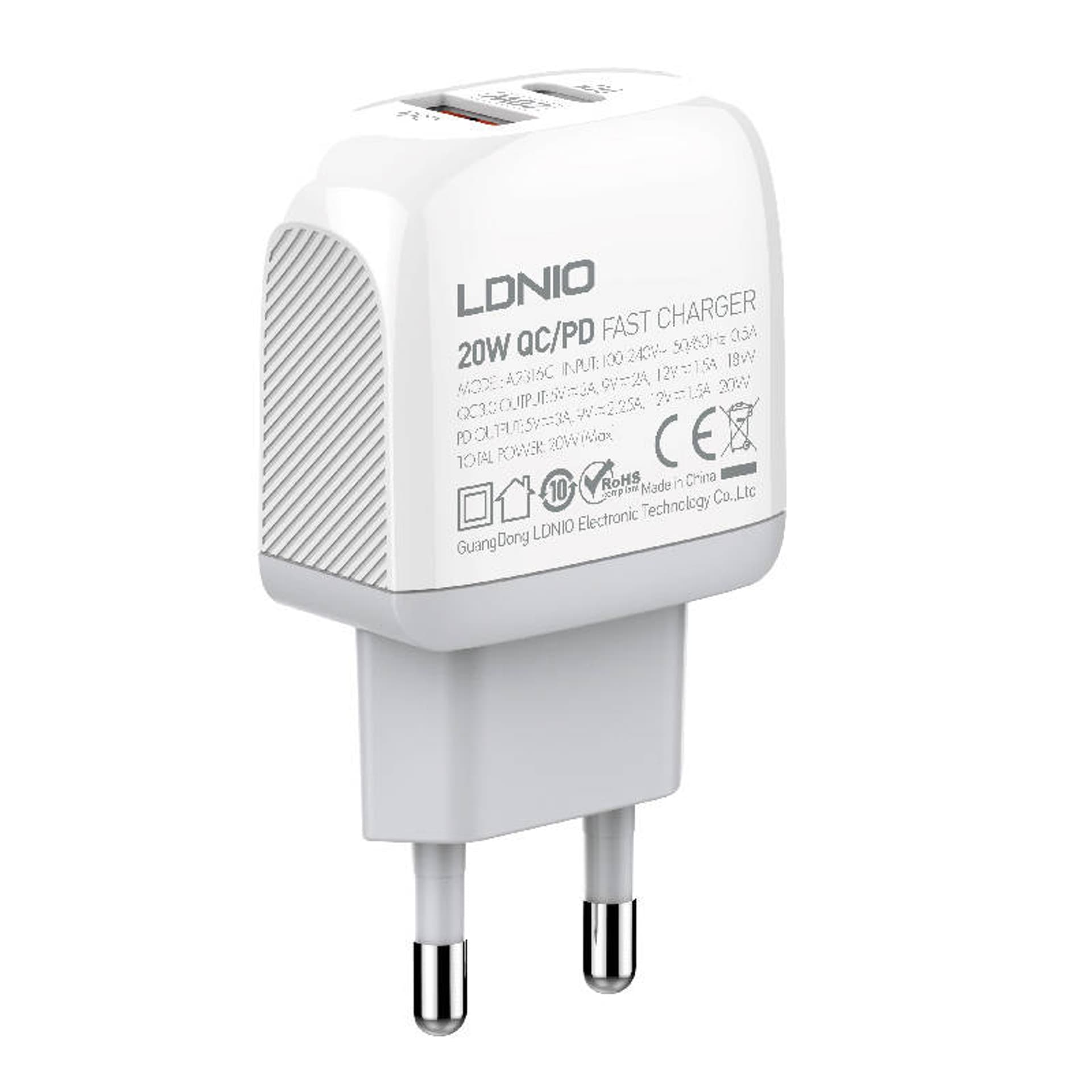 

Ładowarka sieciowa LDNIO A2316C USB, USB-C + kabel MicroUSB