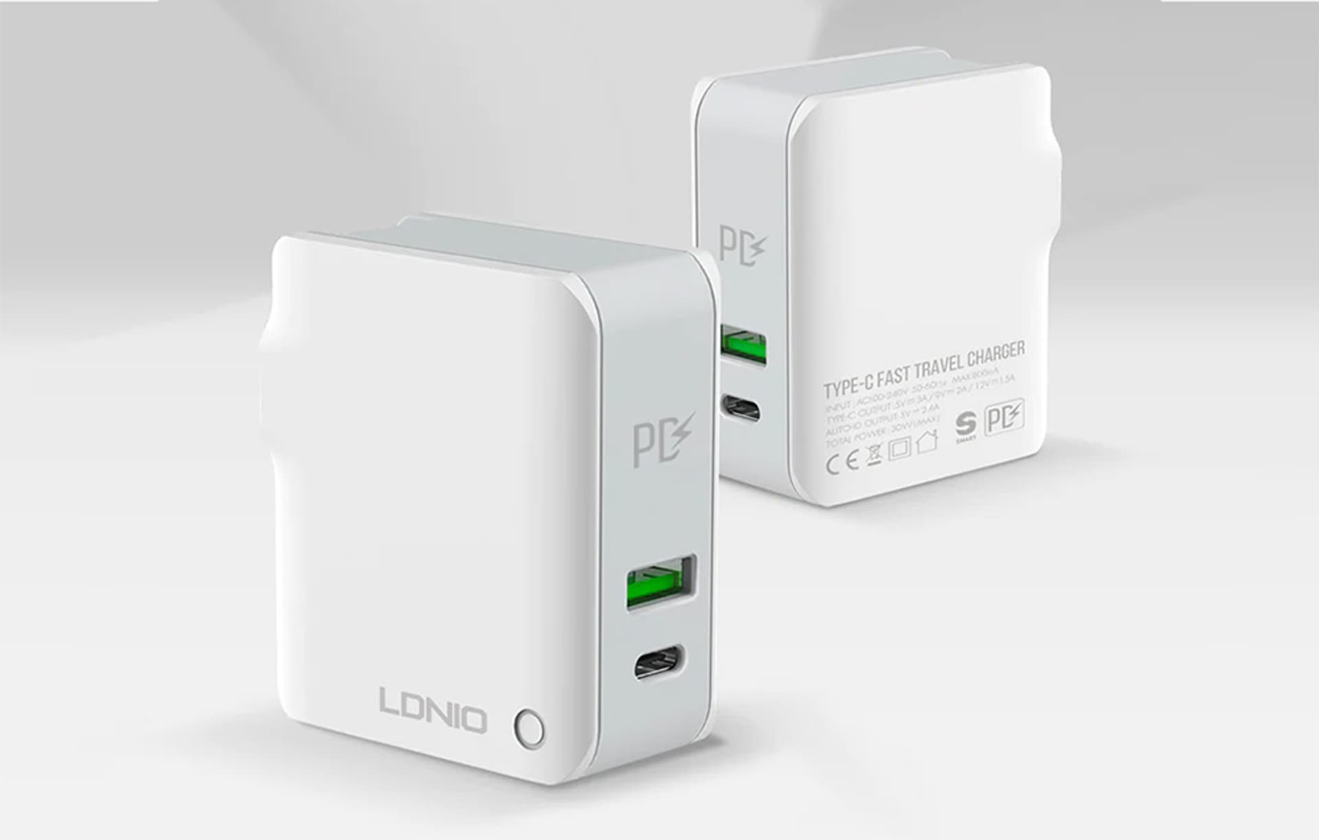 

Ładowarka sieciowa LDNIO A4403C USB, USB-C 20W + kabel USB-C - USB-C