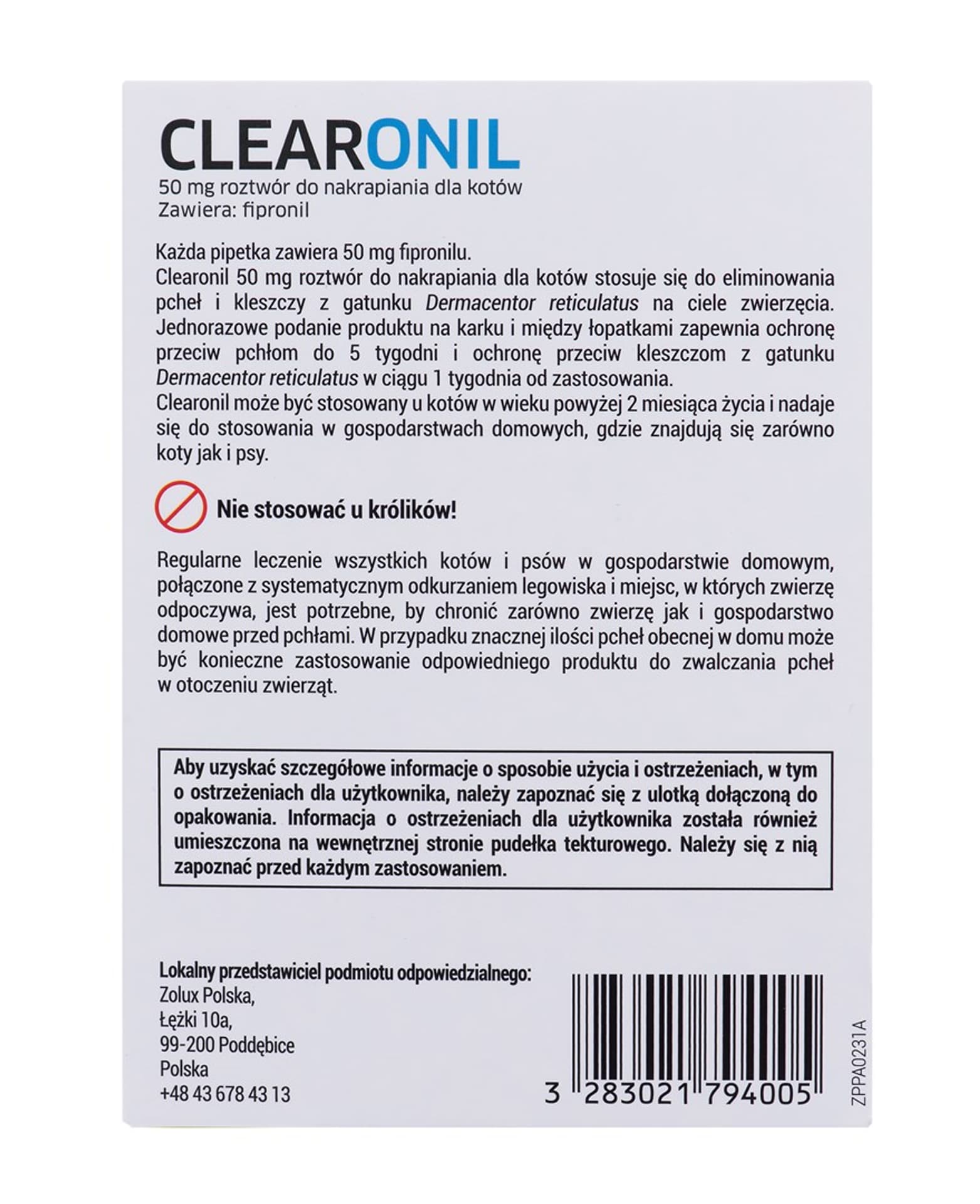 

CLEARONIL dla kotów powyżej 1 kg - 50 mg x 3