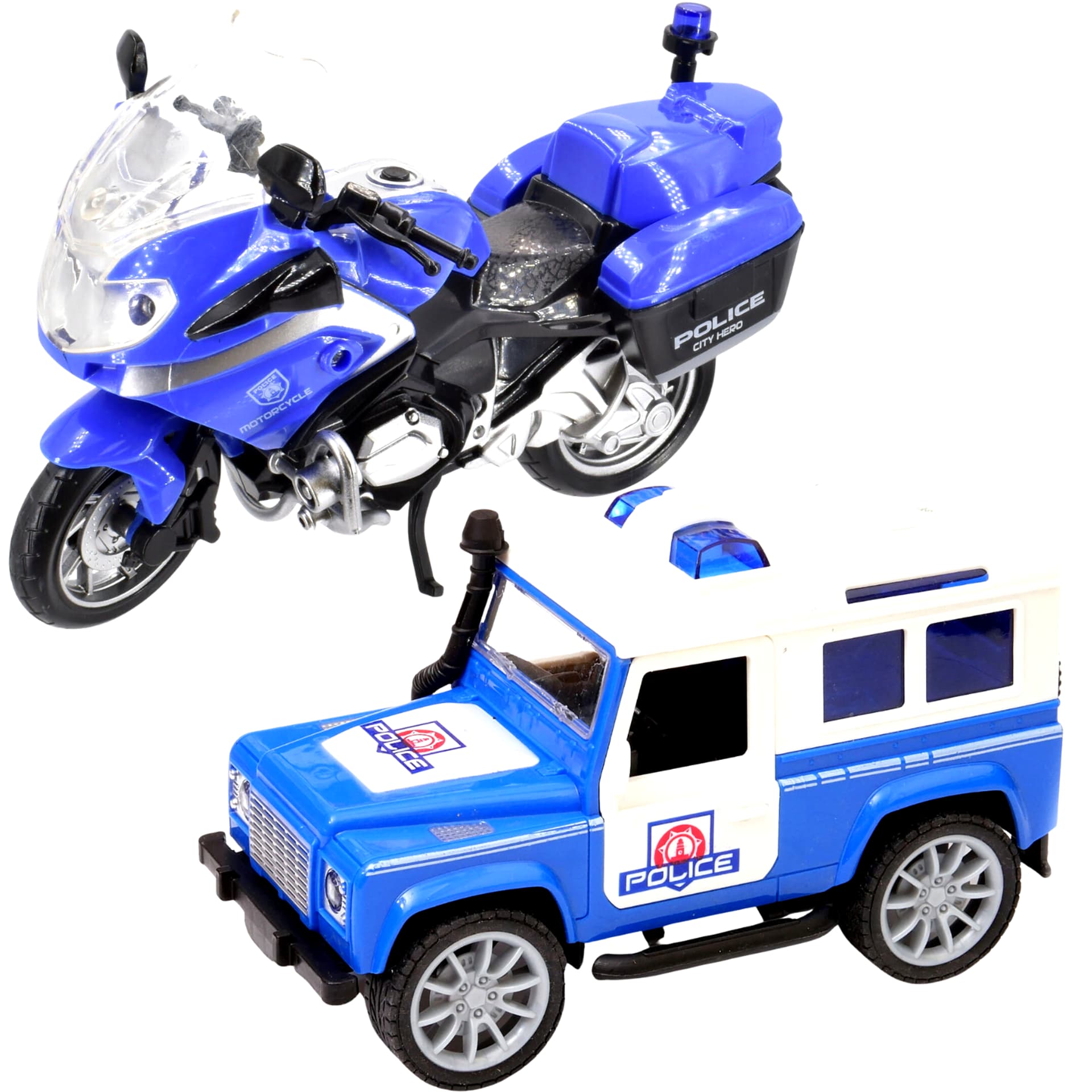 

ZESTAW JEEP MOTOR POLICJA POLICJA ŚWIATŁO DŹWIĘKI