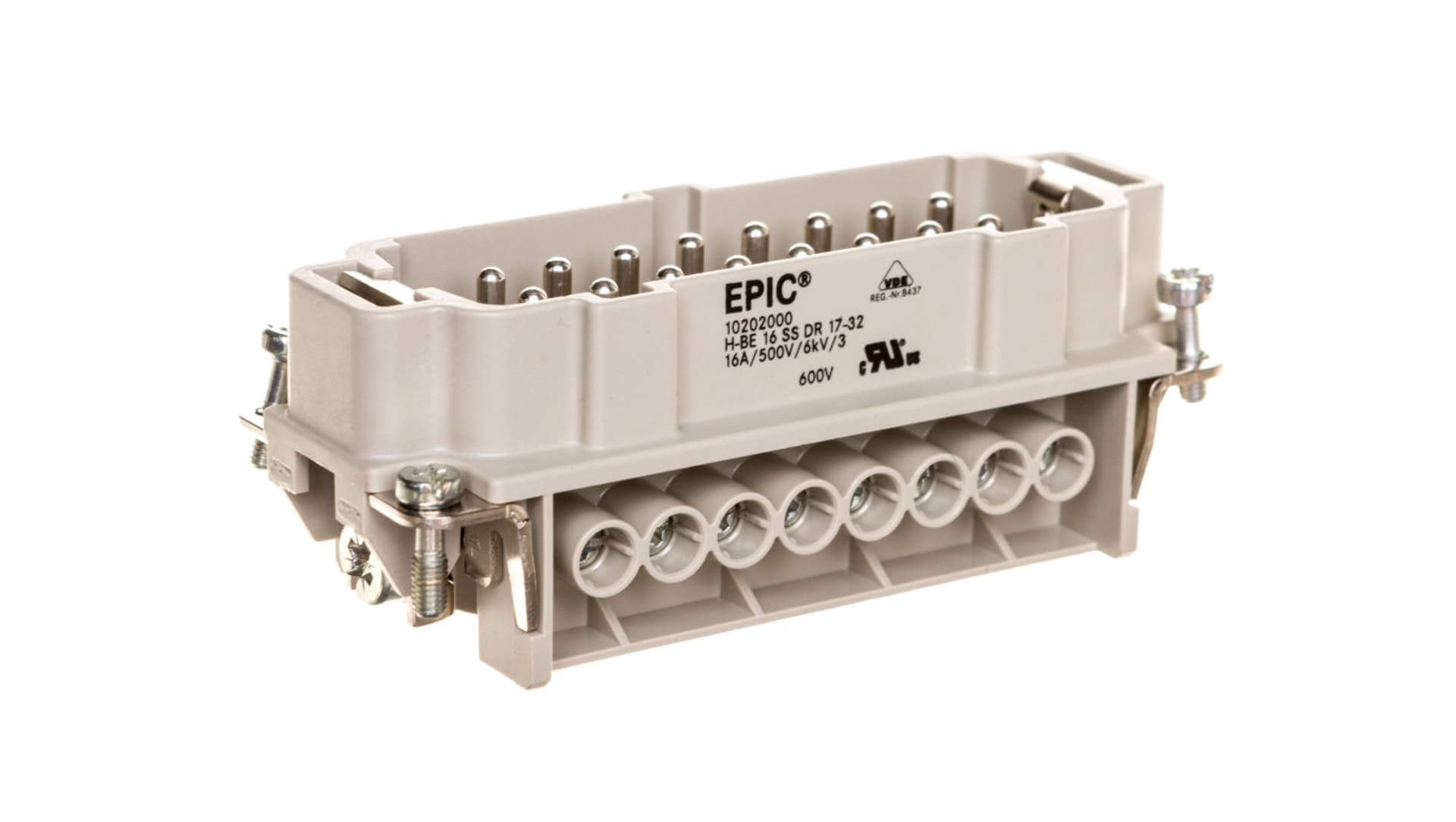

Wkład złącza 16P+PE męski 16A 500V EPIC H-BE 16 SS 17-32 10202000