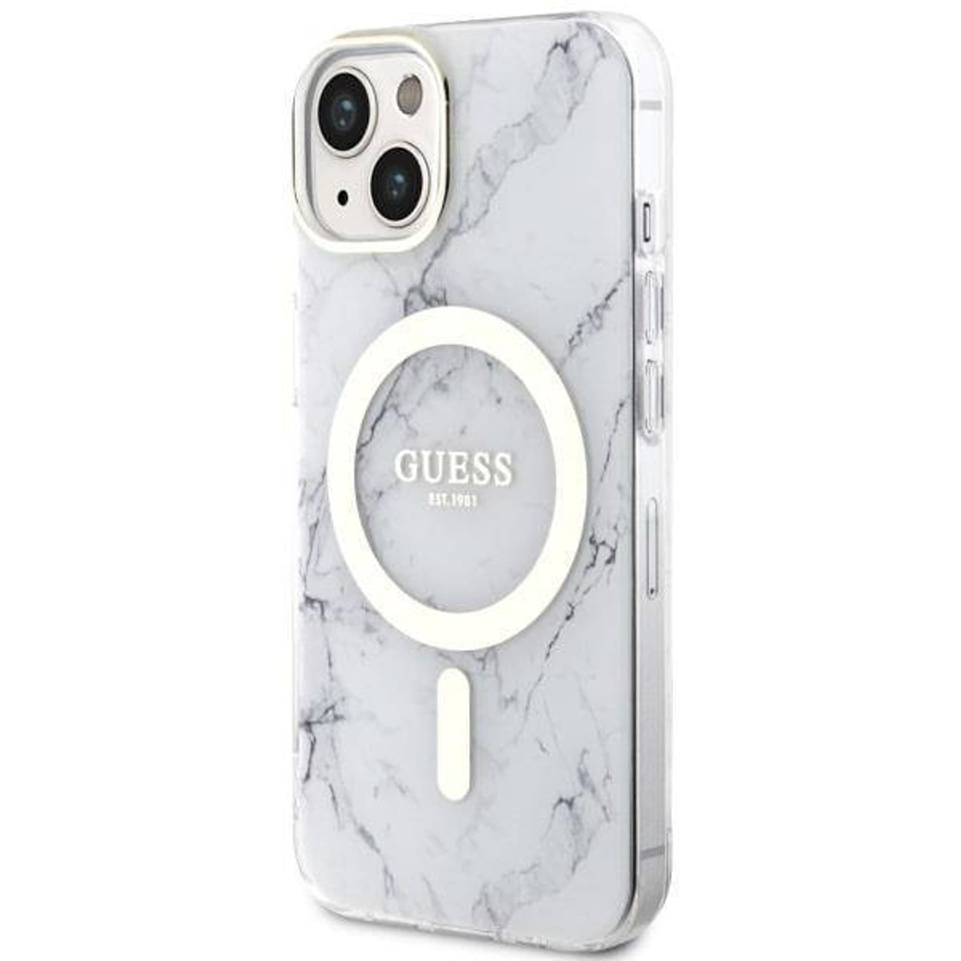 

Oryginalne Etui IPHONE 14 Guess Hardcase Marble MagSafe (GUHMP14SPCUMAH) białe, Guhmp14spcumah) biał