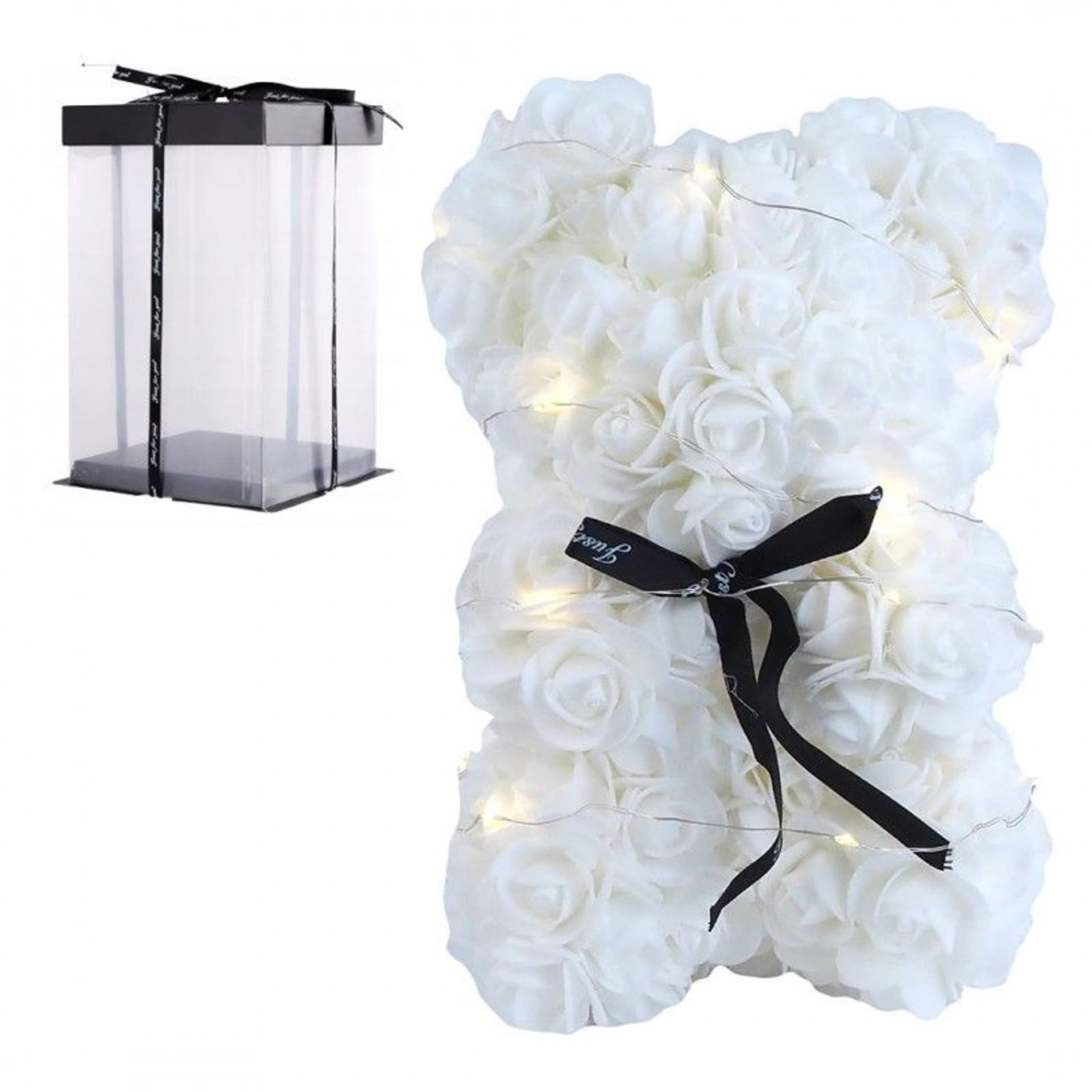 

MIŚ Z RÓŻ Walentynkowy Biały 25 cm LED MIS04B