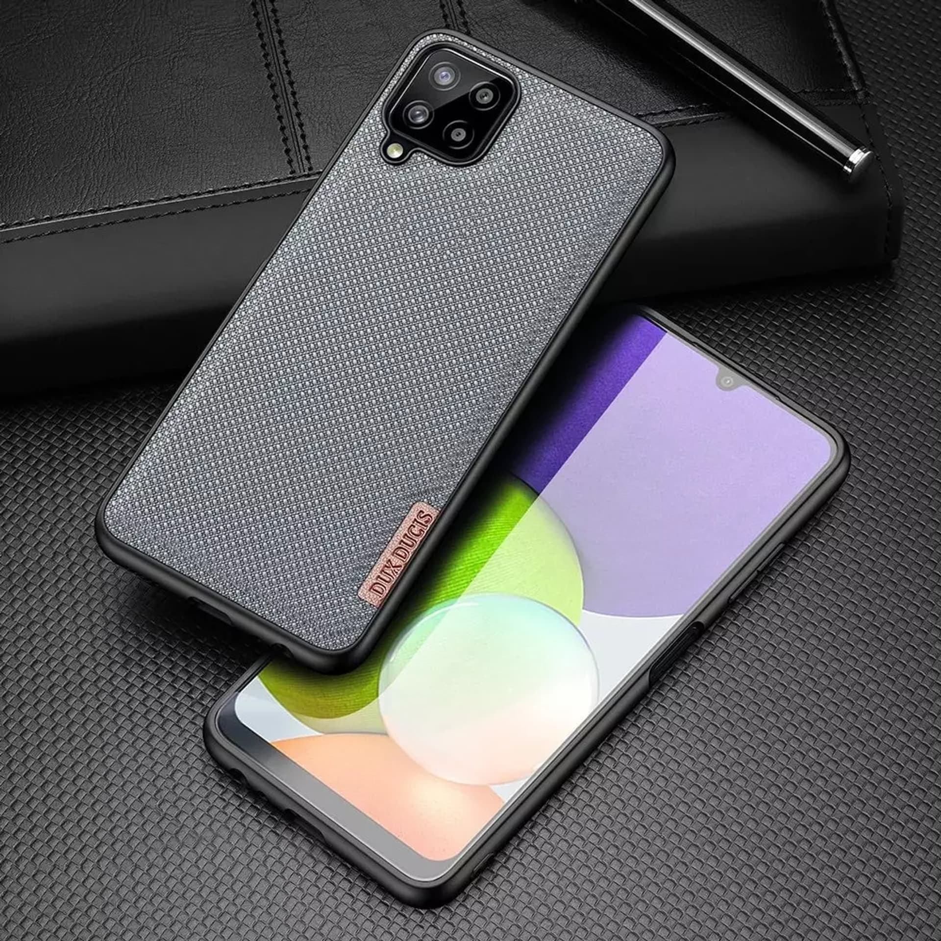 

Dux Ducis Fino etui pokrowiec pokryty nylonowym materiałem Samsung Galaxy A22 4G szary