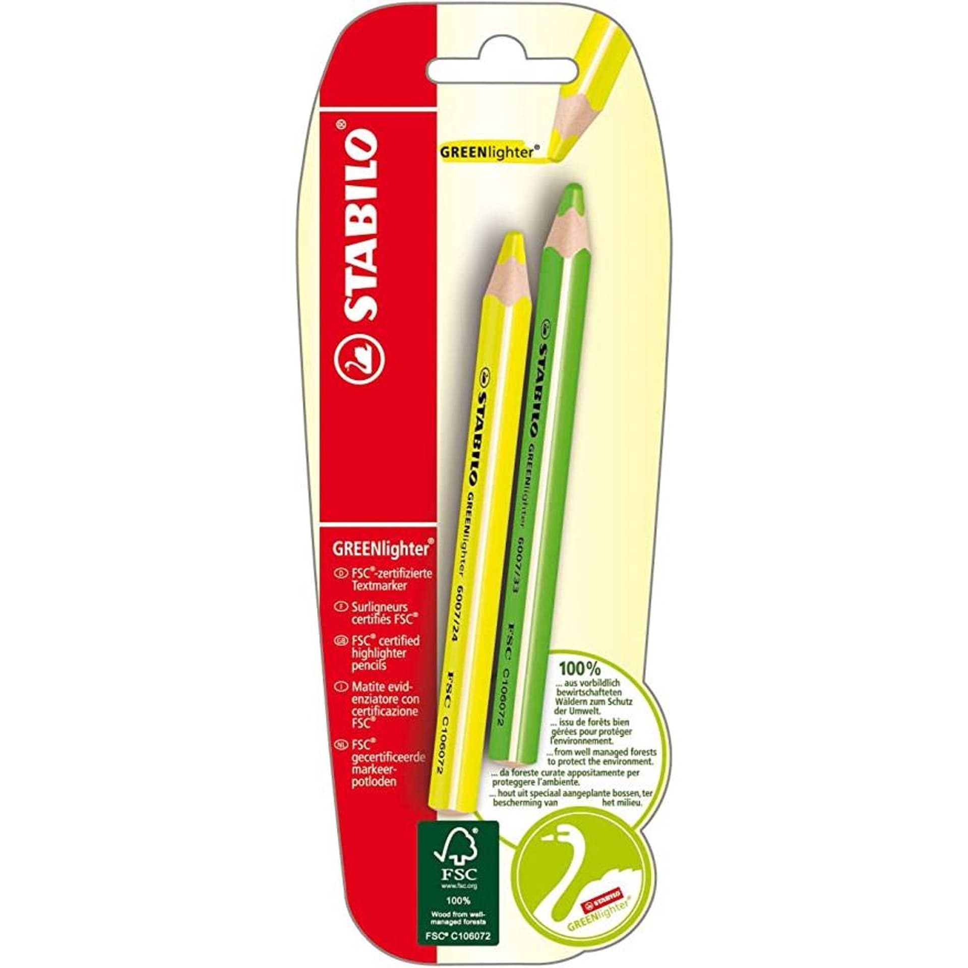 

Zakreślacz w kredce żółto-zielony B-39172-10 (2szt) blister GREENlighter STABILO, 2szt) blister greenlighter stabil