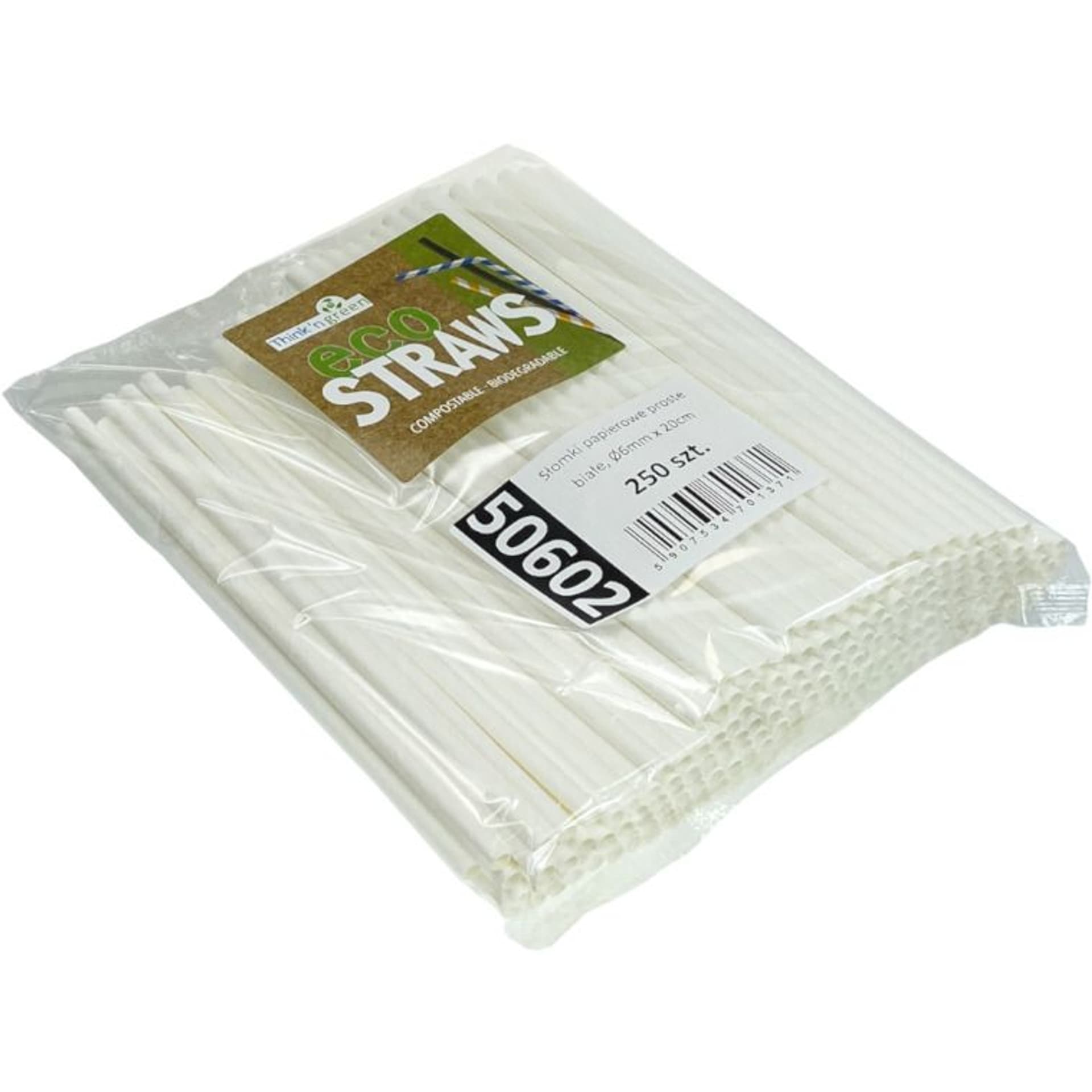 

Słomki papierowe białe 6mm dł.20cm (250szt) 50602 TnG, 250szt) 50602 tn