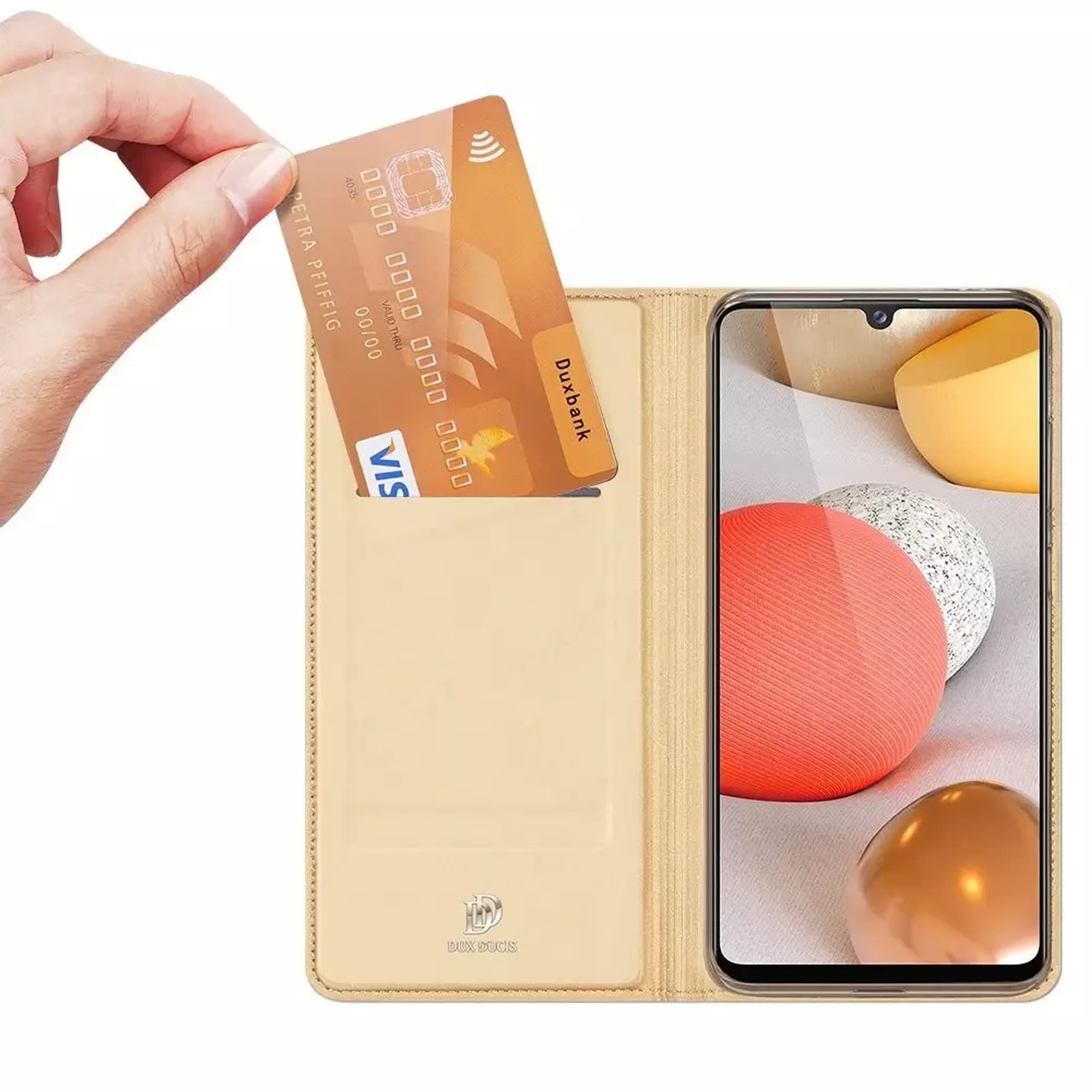 

DUX DUCIS Skin Pro kabura etui pokrowiec z klapką Samsung Galaxy A42 5G złoty
