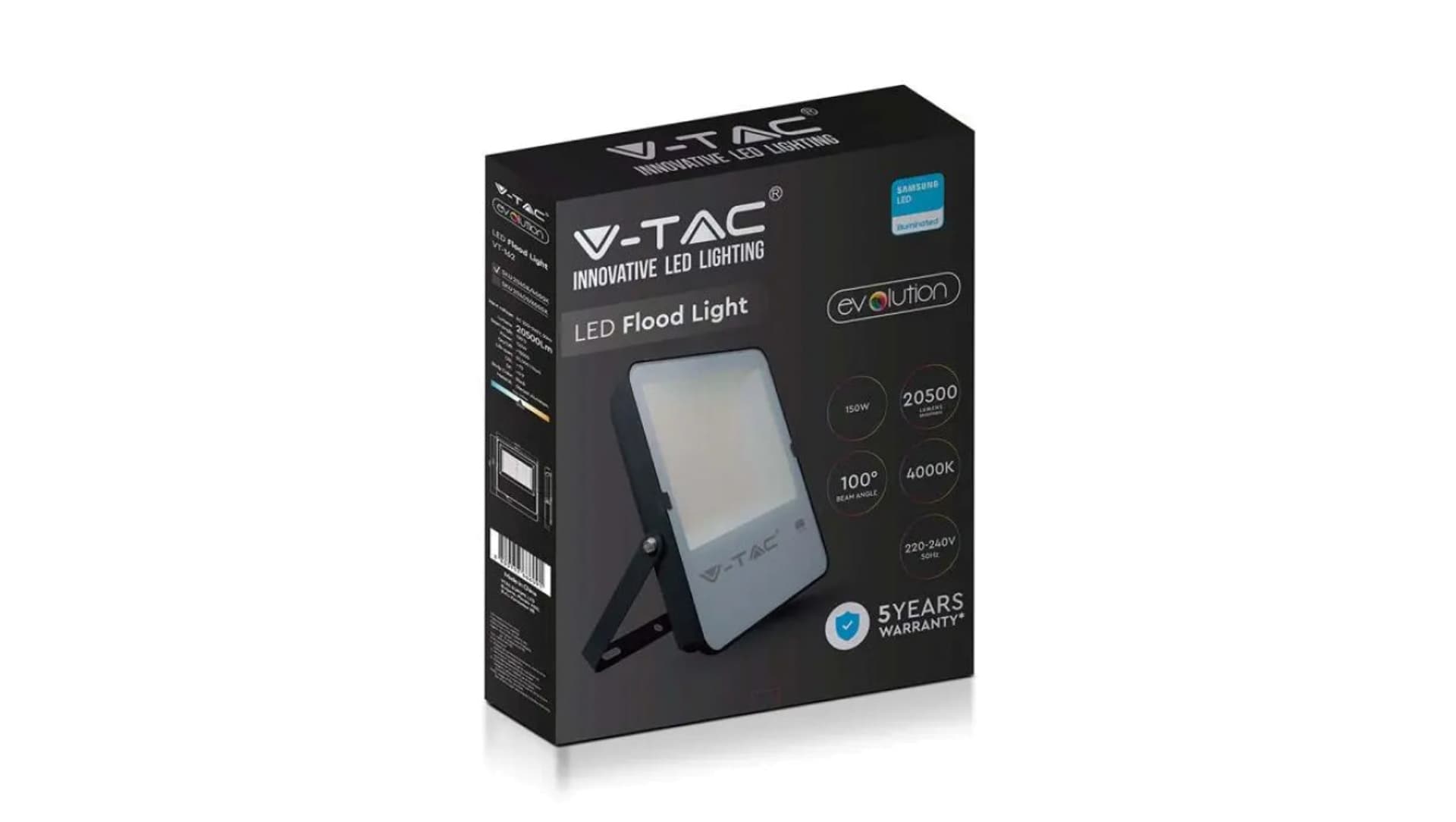 

Projektor LED 150W 20500lm 6500K Dioda SAMSUNG IP65 Czarny 5 Lat Gwarancji 20409