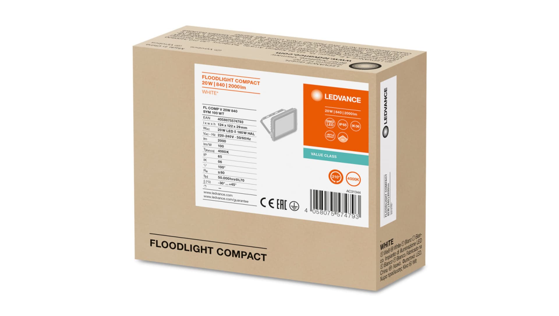 

Projektor LED FLOOD COMPACT V 20W 840 SYM 100 WT 4058075574793