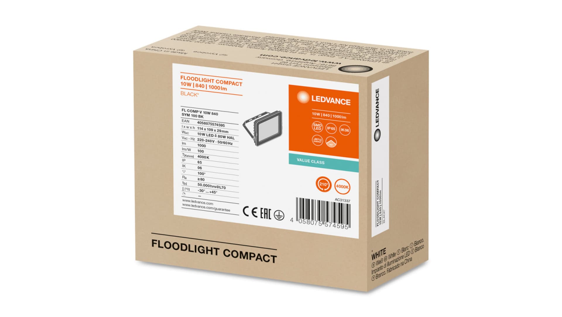 

Projektor LED FLOOD COMPACT V 10W 840 SYM 100 BK 4058075574595