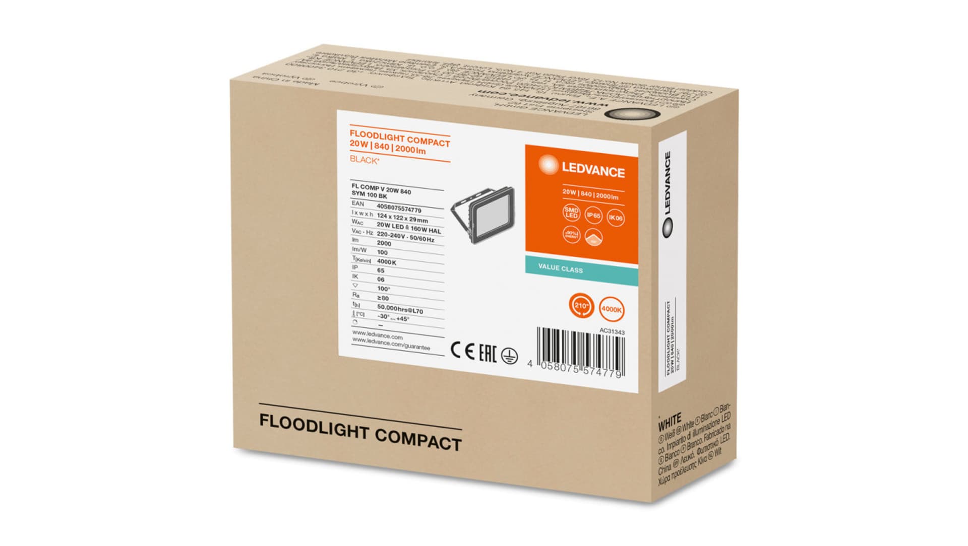 

Projektor LED FLOOD COMPACT V 20W 840 SYM 100 BK 4058075574779