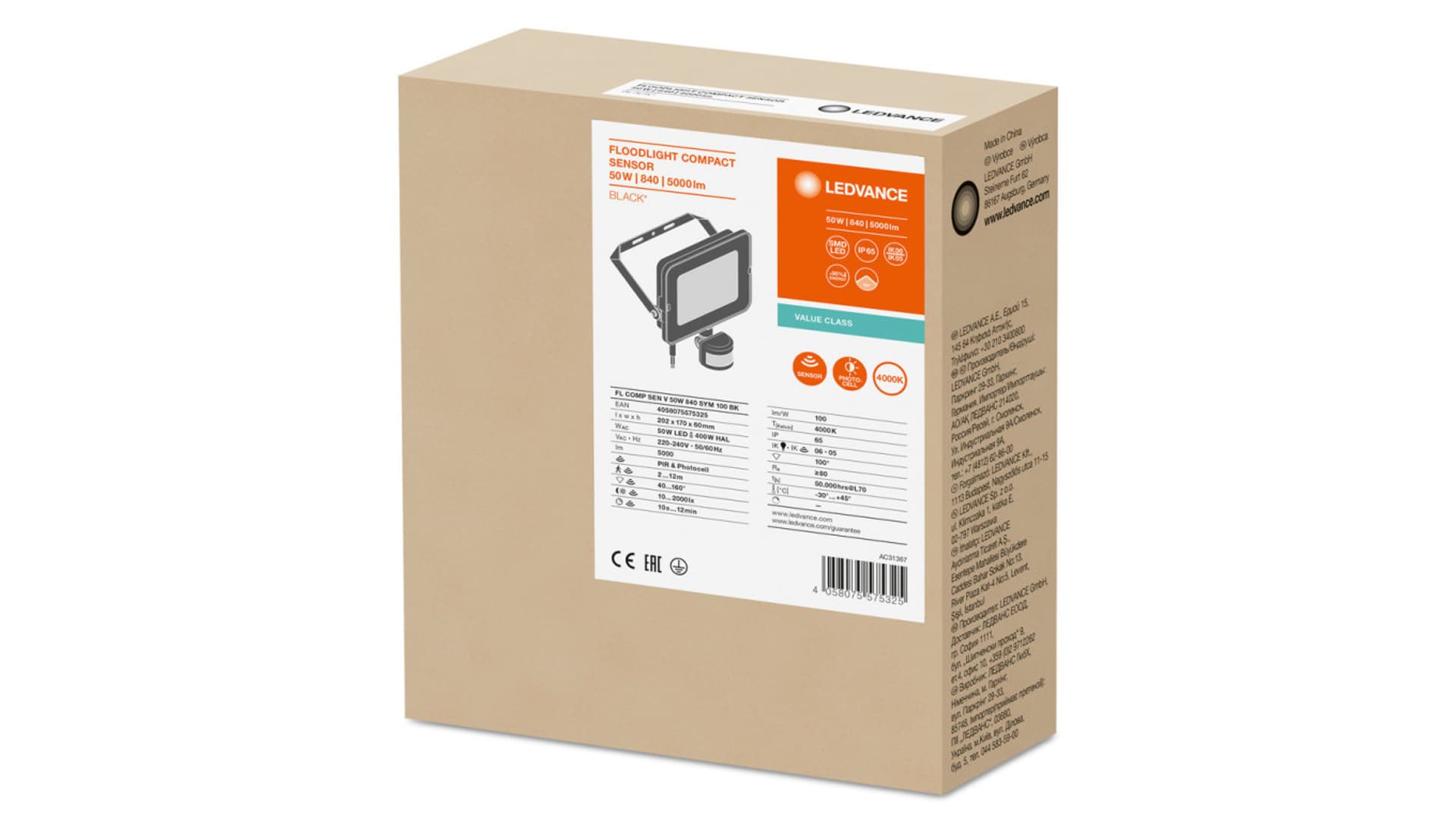 

Projektor LED FLOOD COMPACT SENSOR V 50W 840 SYM 100 BK 4058075575325