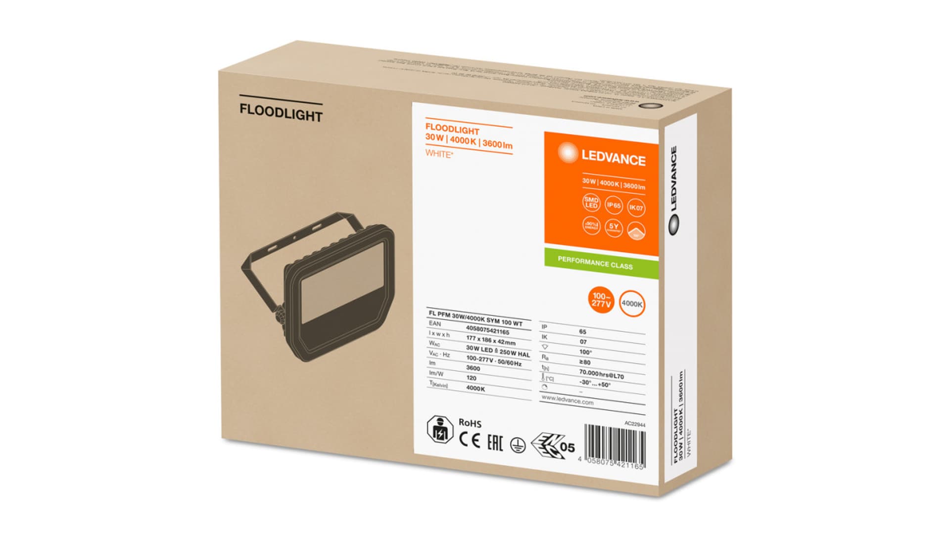 

Projektor LED FLOOD LED PERFORMANCE 30W/4000K SYM 100 WT 4058075421165