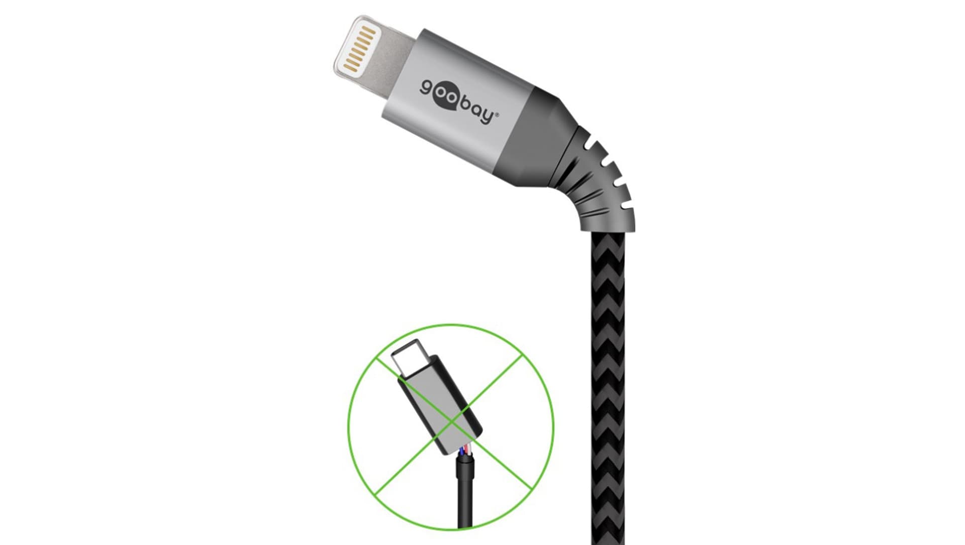 

Kabel Lightning na USB-C tekstylny z metalowymi wtyczkami (srebrny) 0,5 m 49270, Srebrny) 0.5 m 4927