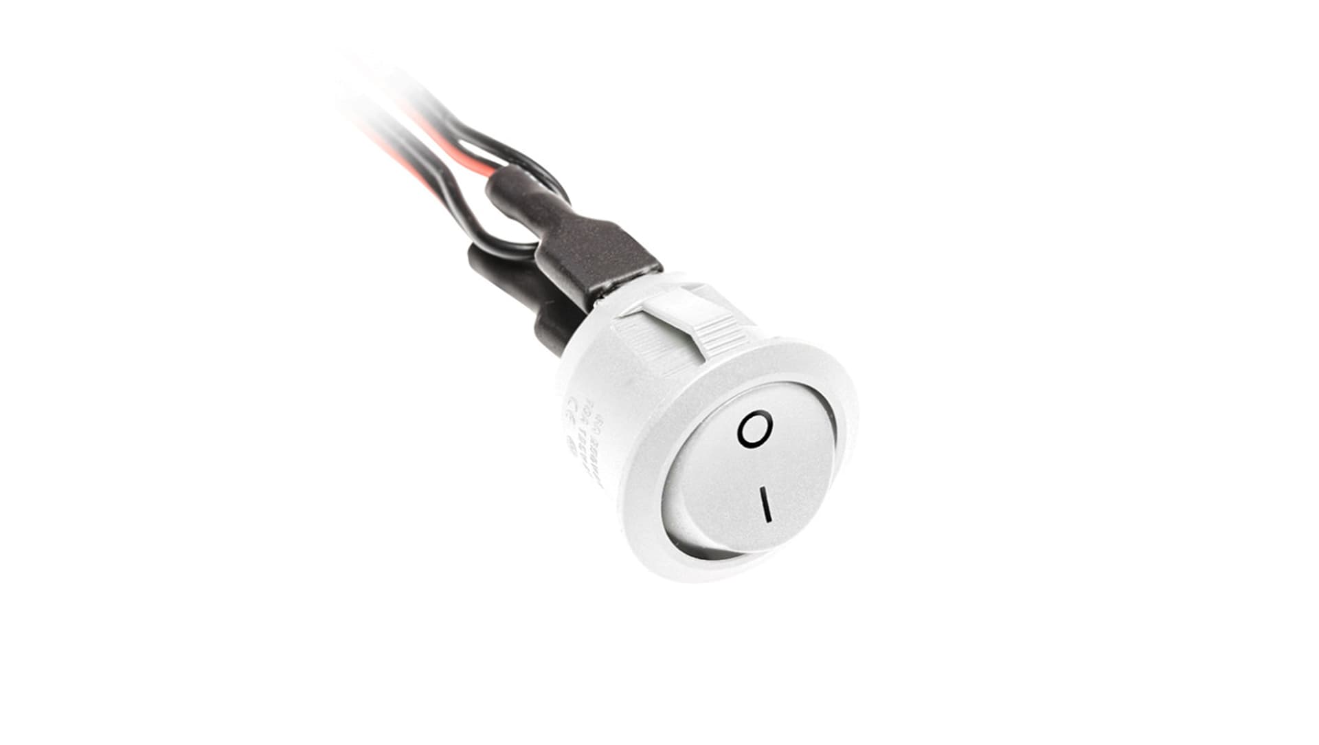

Przełącznik kołyskowy biały 12V 3A z przewodami 0,1m i konektorami mini amp męski i żeński