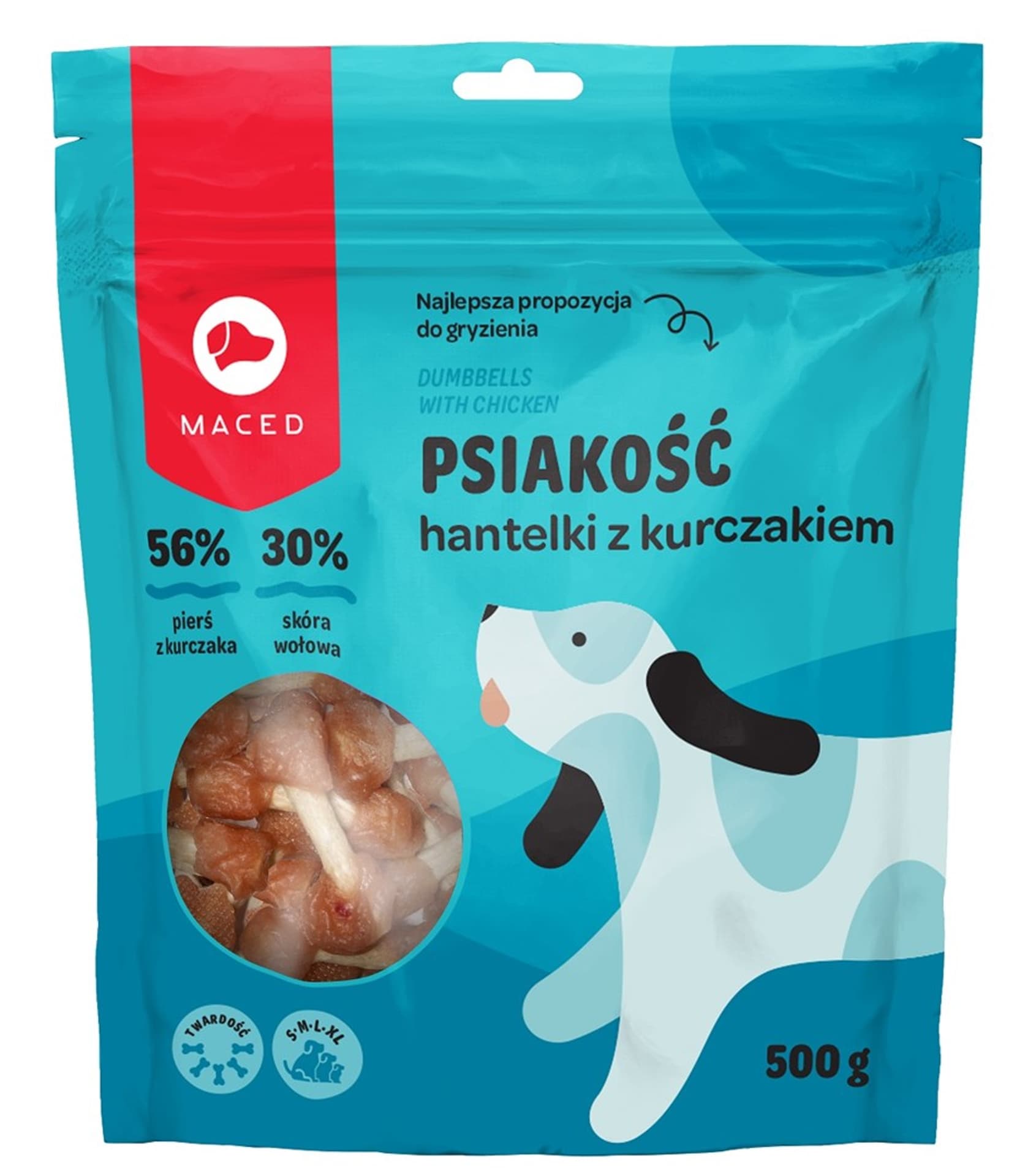 

MACED Przysmak dla psa - hantelki z kurczakiem 500g