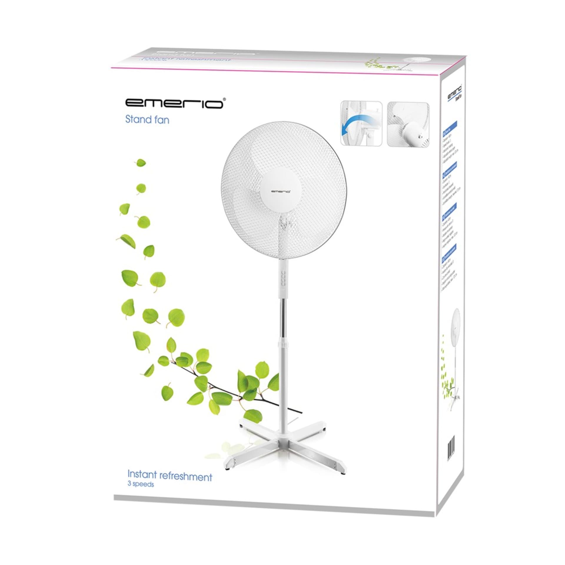 

EMERIO FN-114204 STANDING FAN 40CM, 3 BLADES, 3 SPEED SETTINGS, WHITE