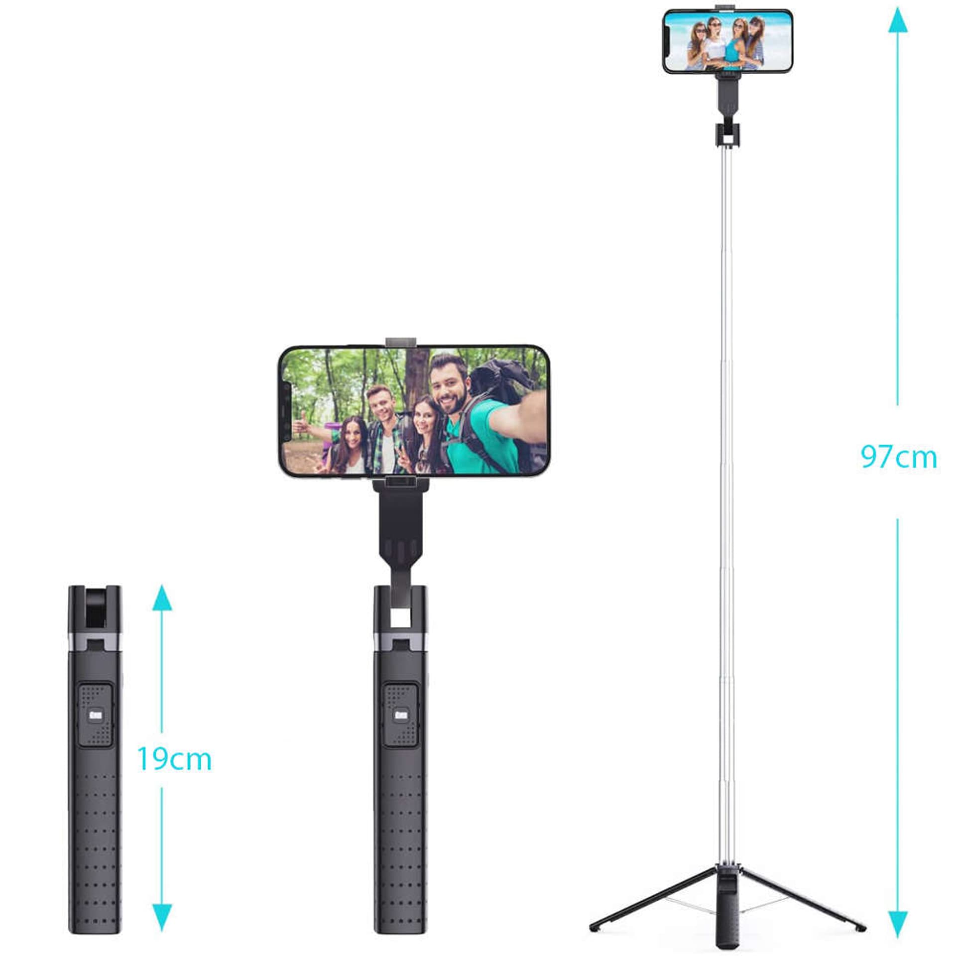 

Selfie stick kijek Uchwyt na telefon tripod stabilny statyw do zdjęć Alogy Quadrapod pilot Bluetooth Czarny