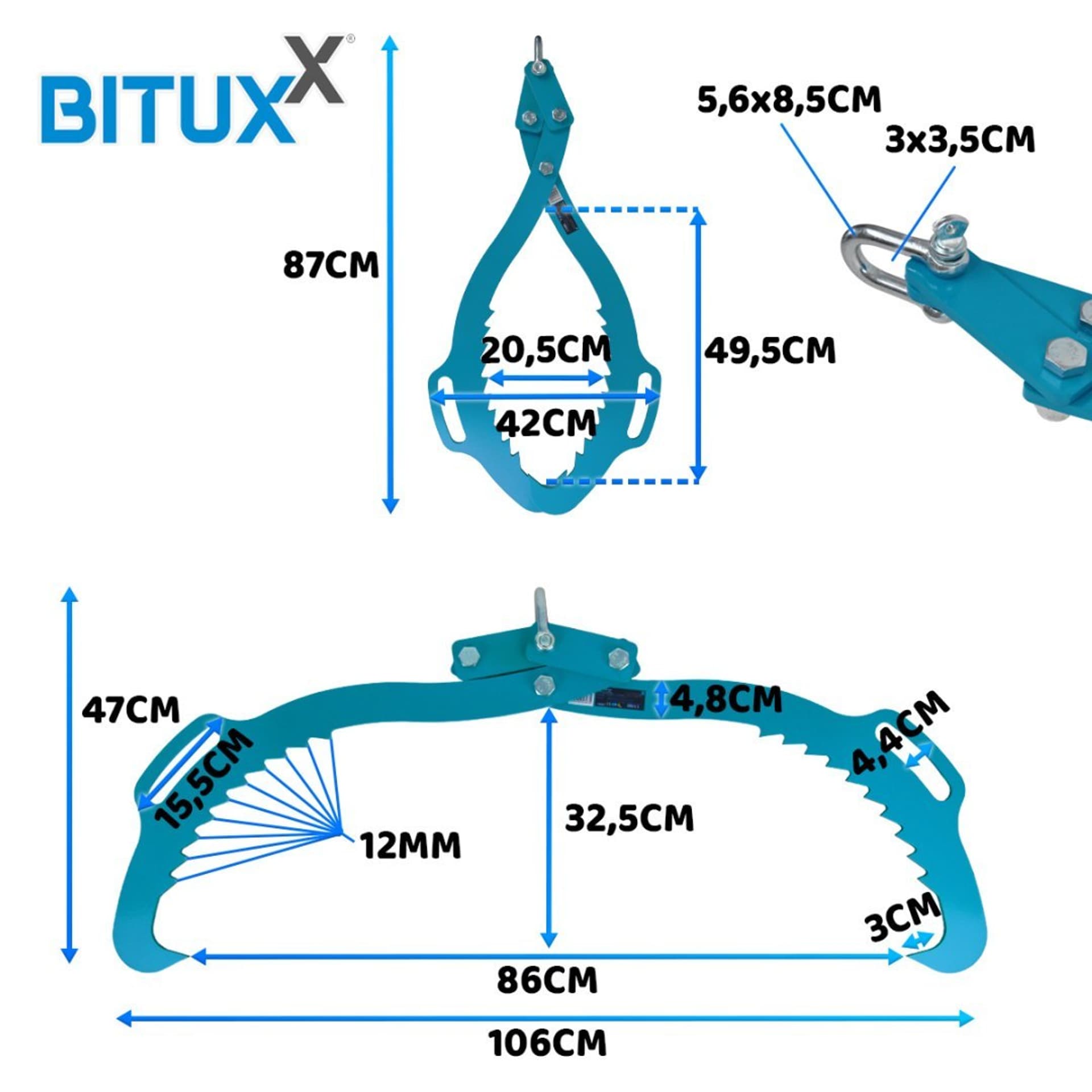 

Chwytak do drewna Bituxx 760mm 1500kg Kleszcze szczypce