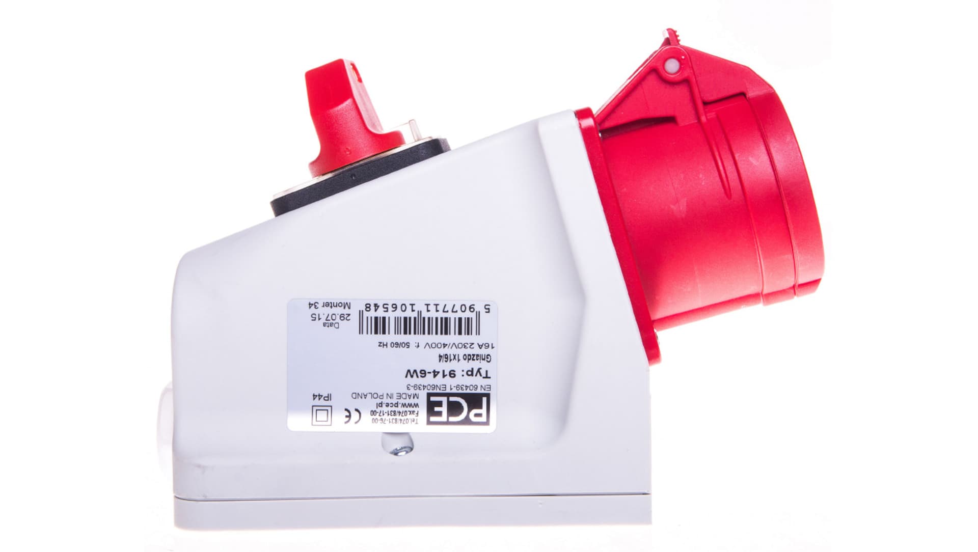 

Gniazdo KOMBI z rozłącznikiem 0-1 M25 16A 4P 400V czerwone IP44 914-6w